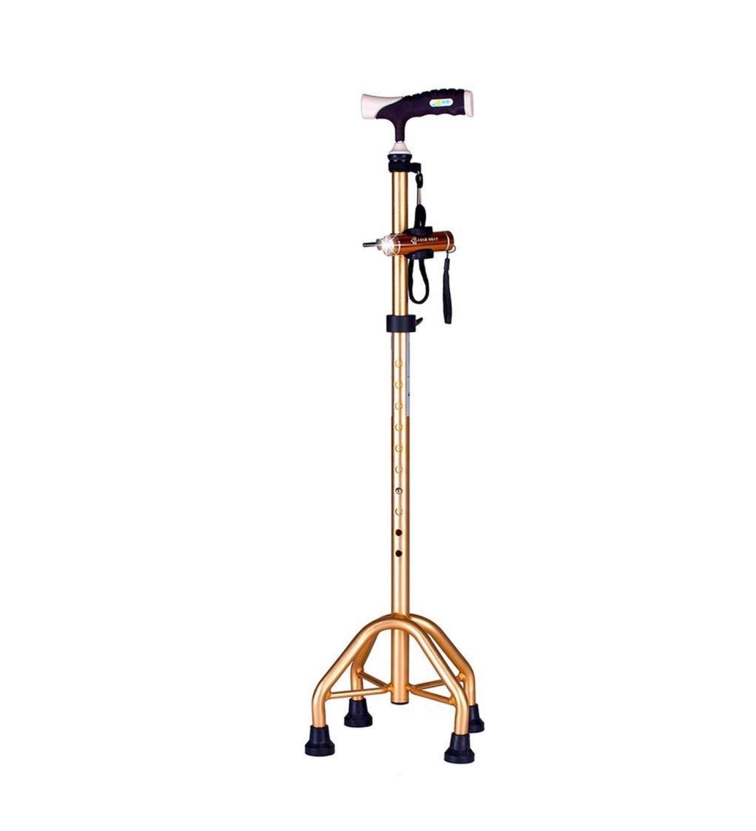 Walking Stick Four feet Elderly Non-Slip Abdomen Telescopic Abdomen Old Man Walking Stick Light Crutches Bright Day