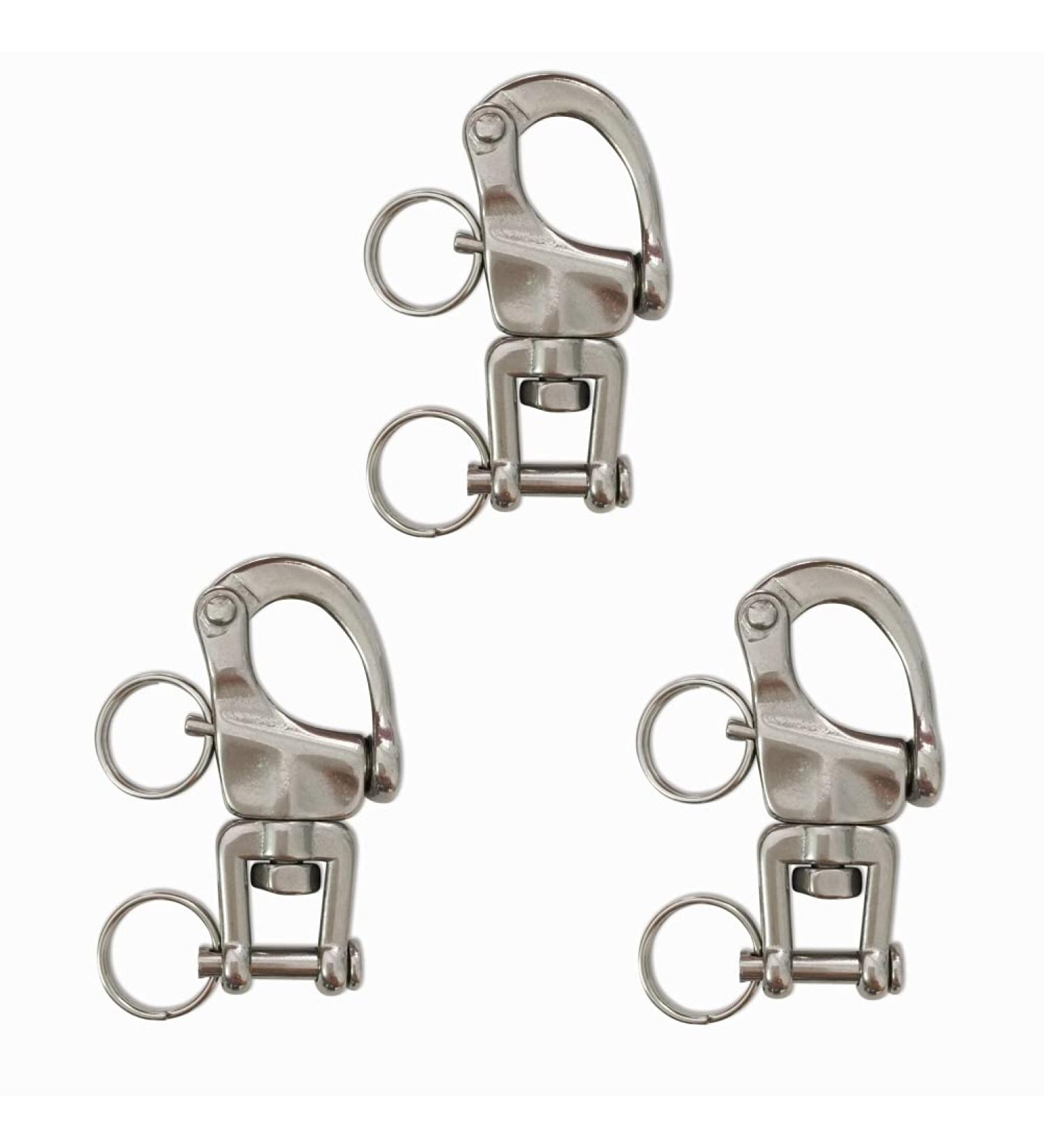 3-Pack Swivel Eye Snap Shackle Bail Rigging | 316 Stainless Steel | Sailboat Marine Hardware for Spinnaker Halyard | 2-3/4 inch - Silver - Buy Online on GoSupps.com