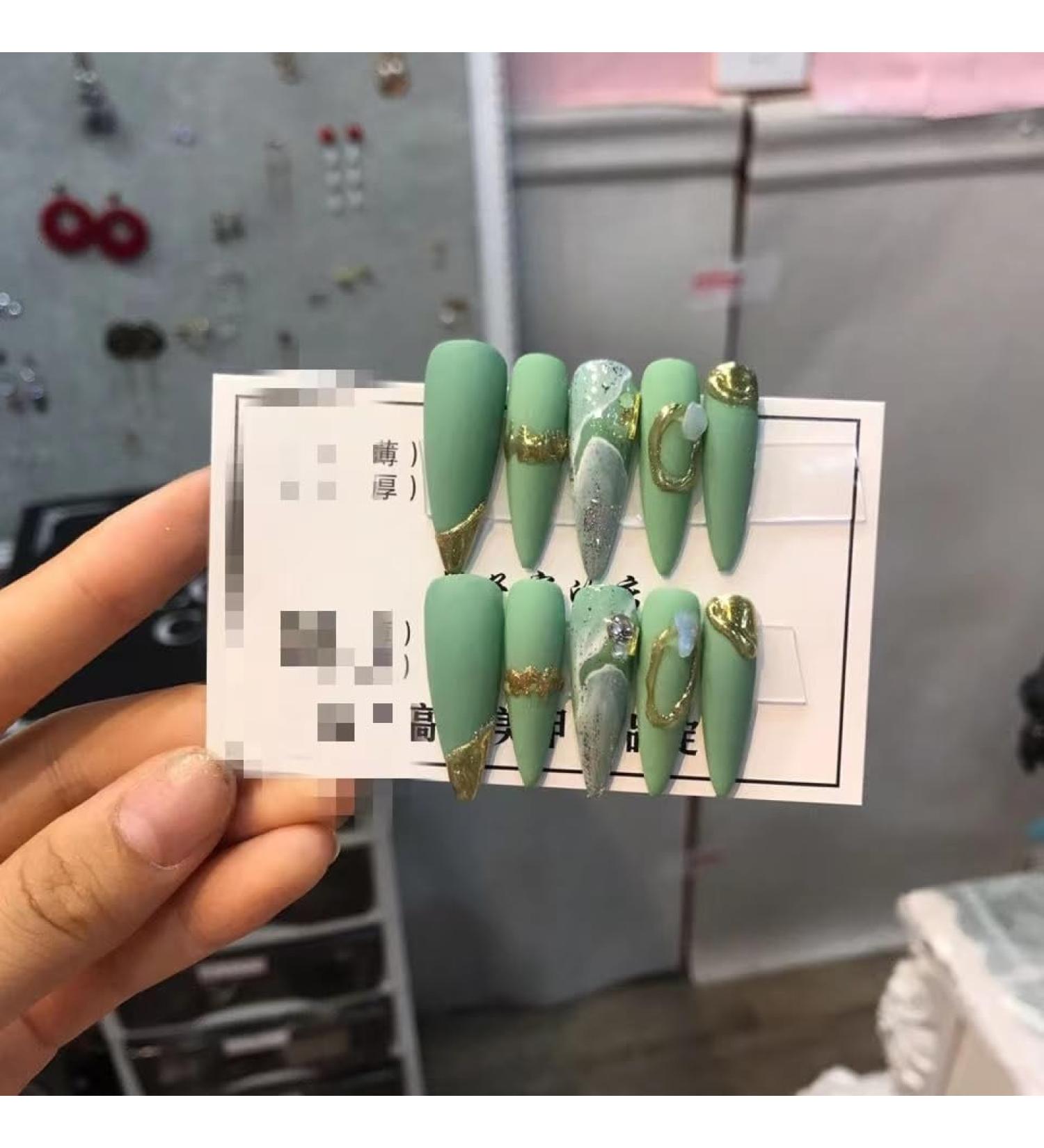 Temperament Enhancement Nail Patch Nail Patch Natural Fake Nails Luxury Temperament Finished Product wear Nail Repeatedly Used (10 Pieces) (Size : S) Small