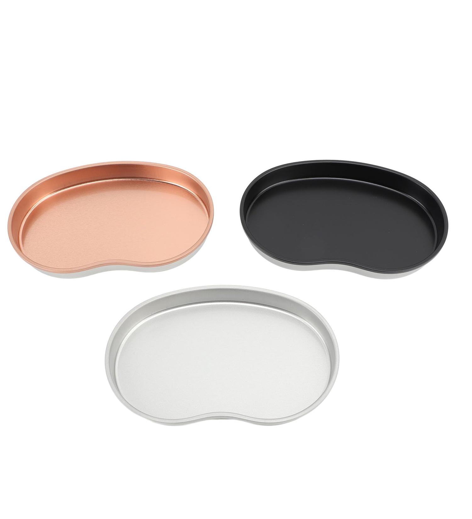 HUSHUI Stainless Steel Manicure Tray Oval Cosmetic Makeup Nail Art Jewelry Dish Desktop Decor Black Silver Champagne Gold - Buy Online on GoSupps.com