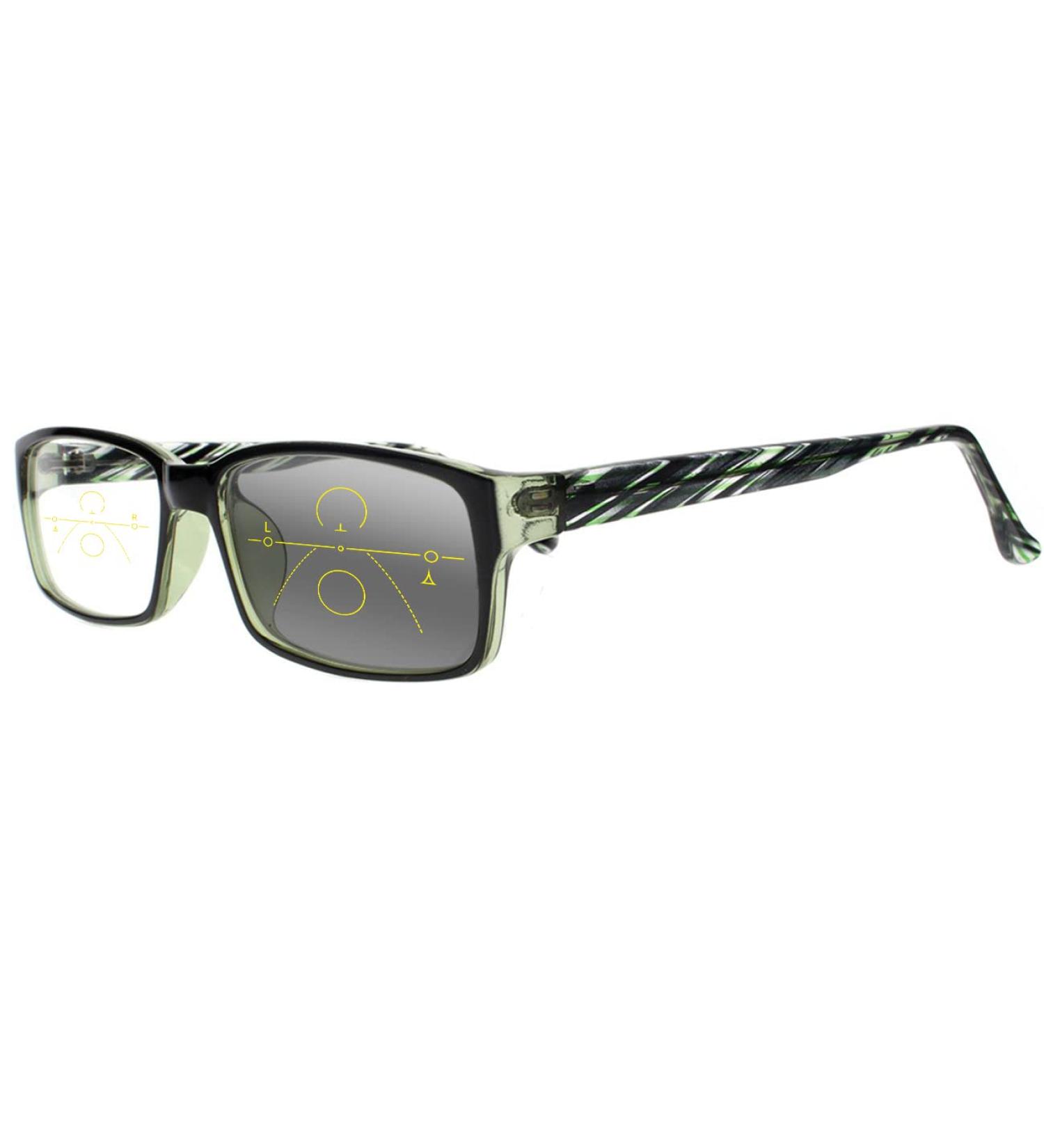 EFLAL Varifocal Multifocal Progressive Glasses for Men & Women - Retro Photochromic Transition Reading Glasses 2.5x Green - Buy Online on GoSupps.com