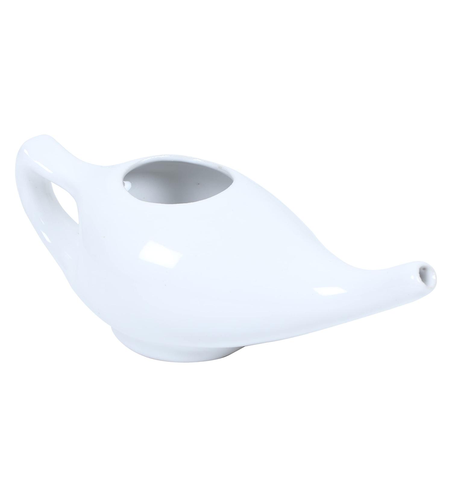 WholeLifeObjects Leak Proof Ceramic Neti Pot | Microwave & Dishwasher Safe | Natural Sinus Relief (White) - Buy Online on GoSupps.com