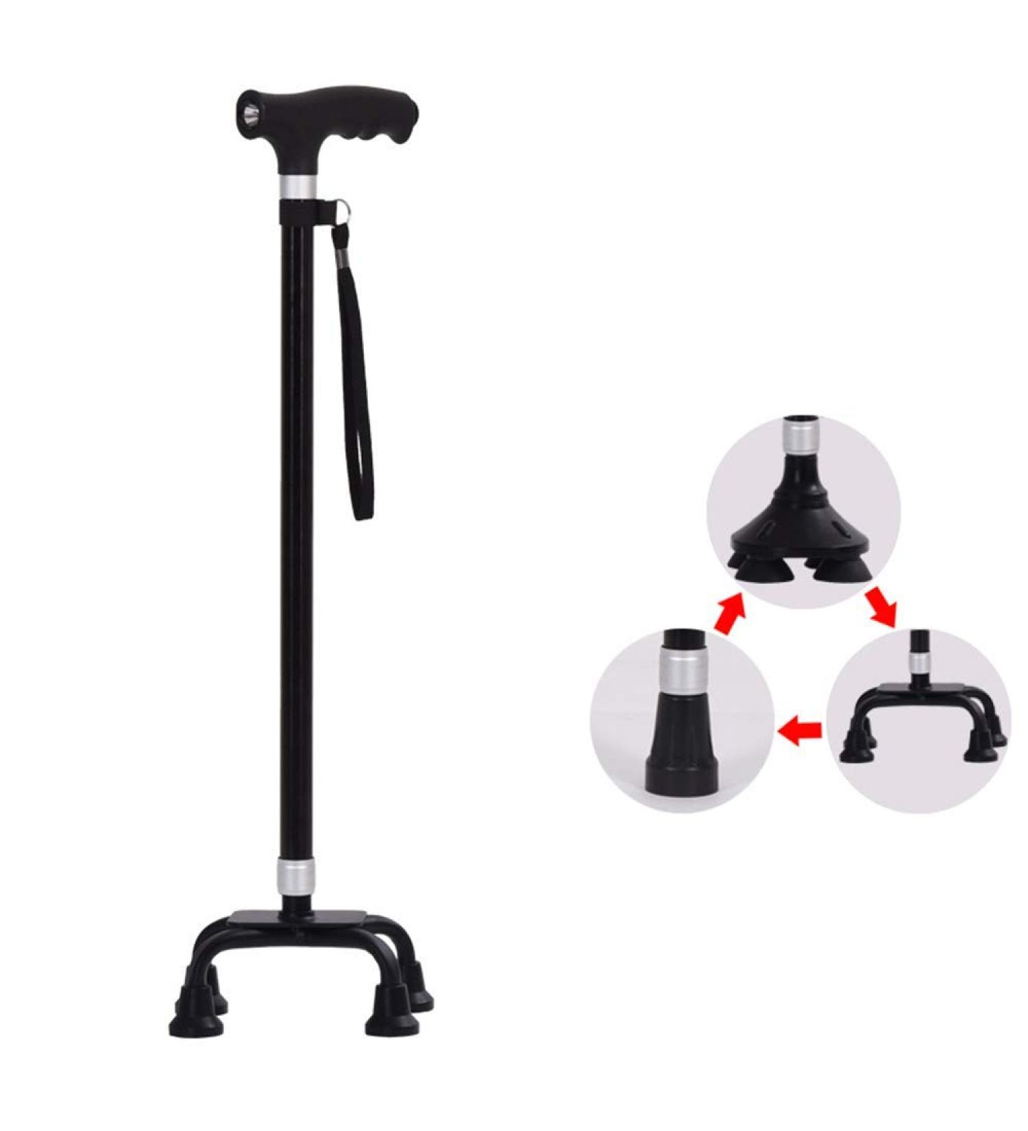 3-in-1 Crutches Detachable base crutch aluminum alloy cane with LED light Walking Canes Elderly Non-slip Walker Interesting Selfless dedication - Buy Online on GoSupps.com