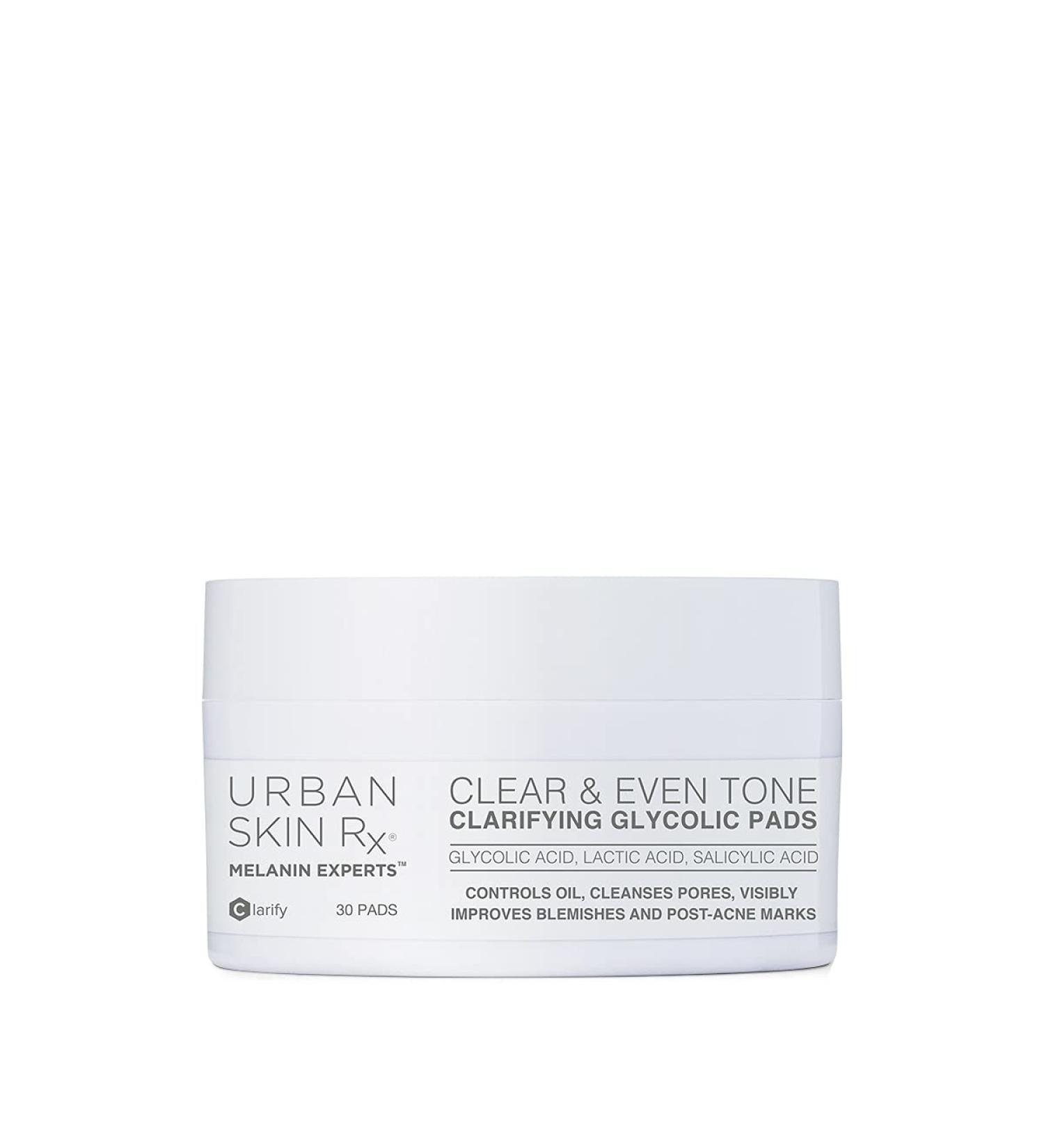Urban Skin Rx Clear & Even Tone Glycolic Pads - Exfoliating Formula with Salicylic Acid for Blemish-Free, Balanced Skin | 30 Count - Buy Online on GoSupps.com