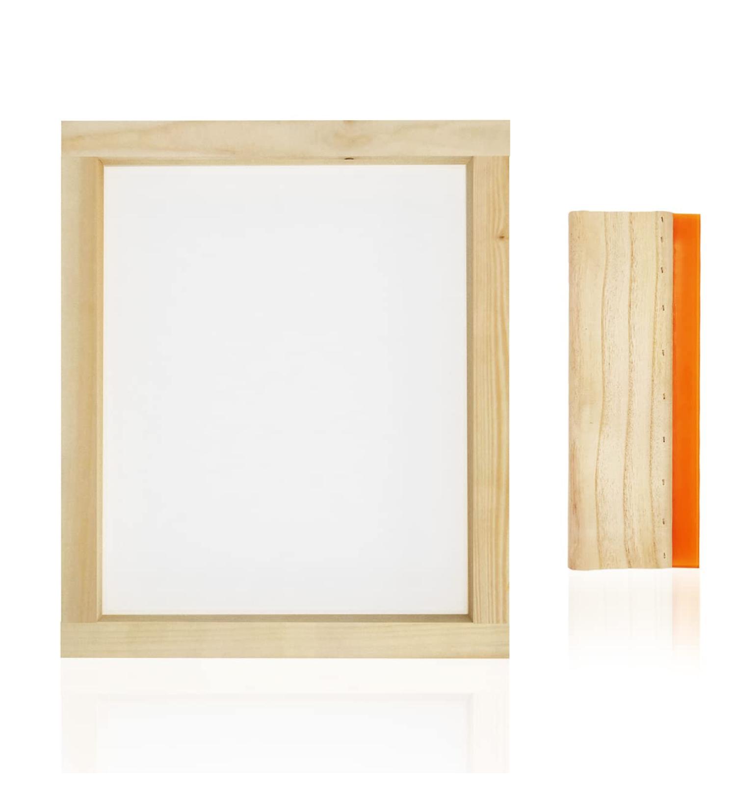 Worown 10x14 Inch Wooden Silk Screen Printing Frame with 110 White Mesh + 4x10 Inch Squeegee - Buy Online on GoSupps.com