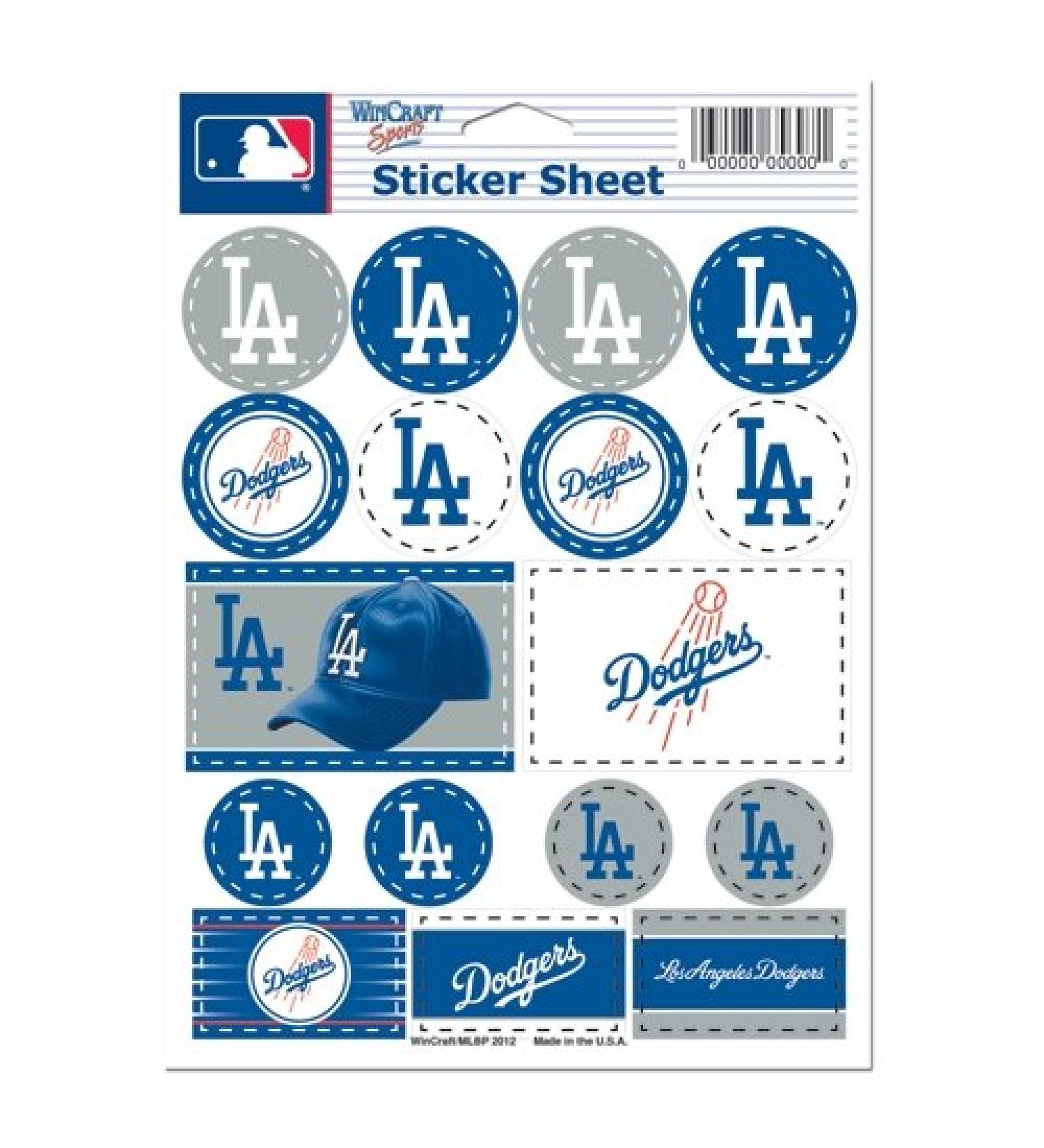 WinCraft MLB Los Angeles Dodgers Vinyl Sticker Sheet, 5" x 7"