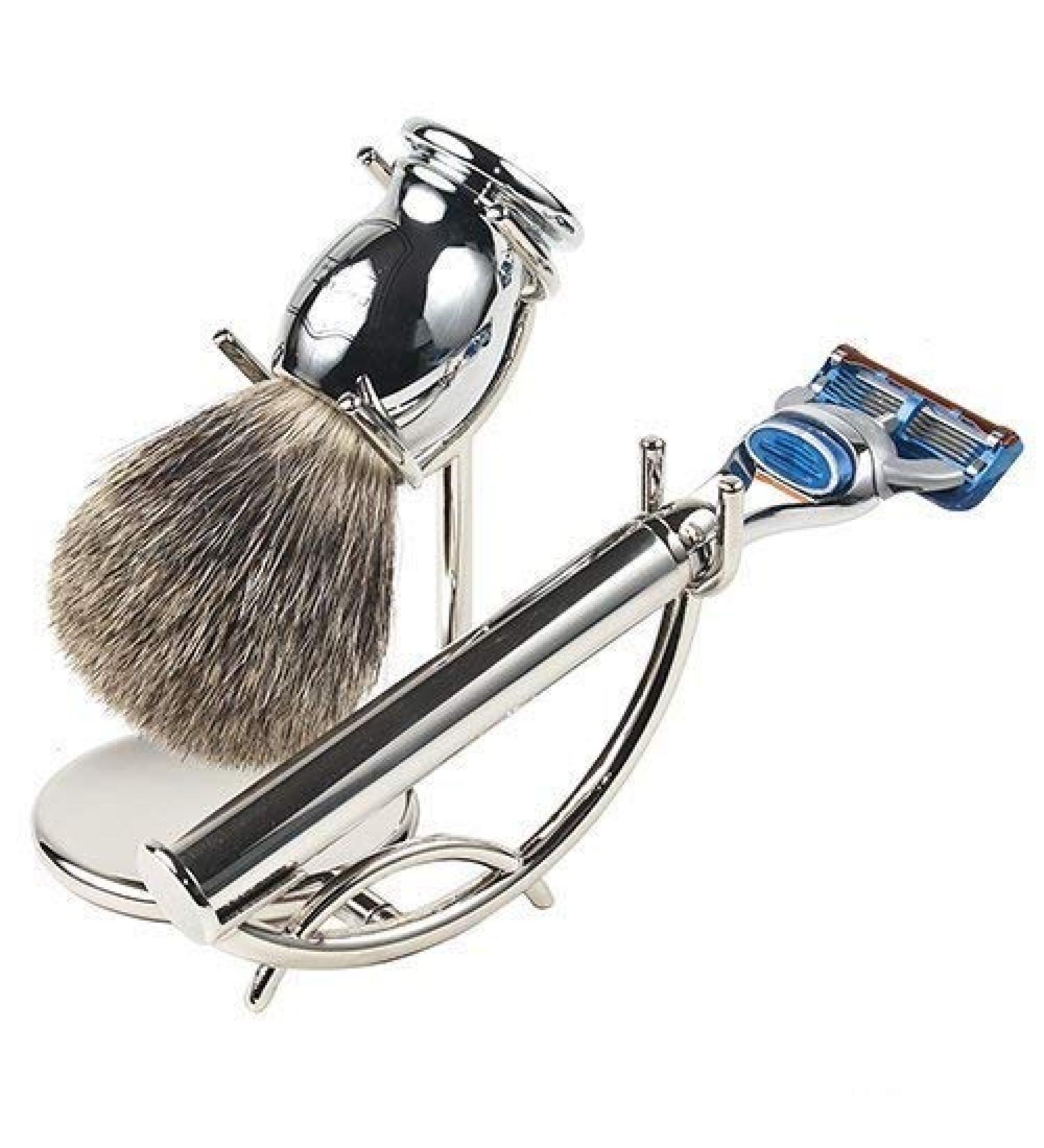 Parker's Luxurious 3-Piece Shave Set: Gillette Fusion Razor Badger Brush & Deluxe Stand - Premium Shaving Kit for Men - Buy Online on GoSupps.com