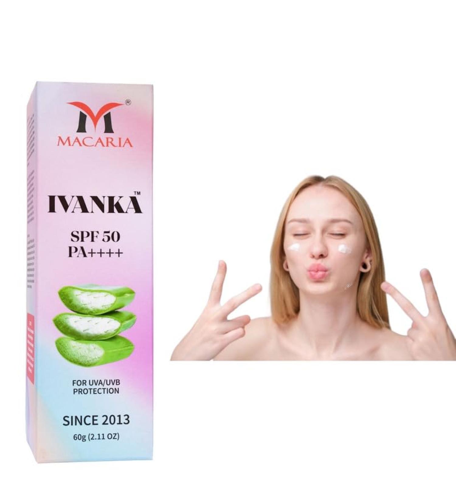  MACARIA SPF 50 Sunscreen UVA/UVB With Kojic Acid Vitamin E & Aloe Vera For Men & Women For Dry & Oily Skin - Buy Online on GoSupps.com