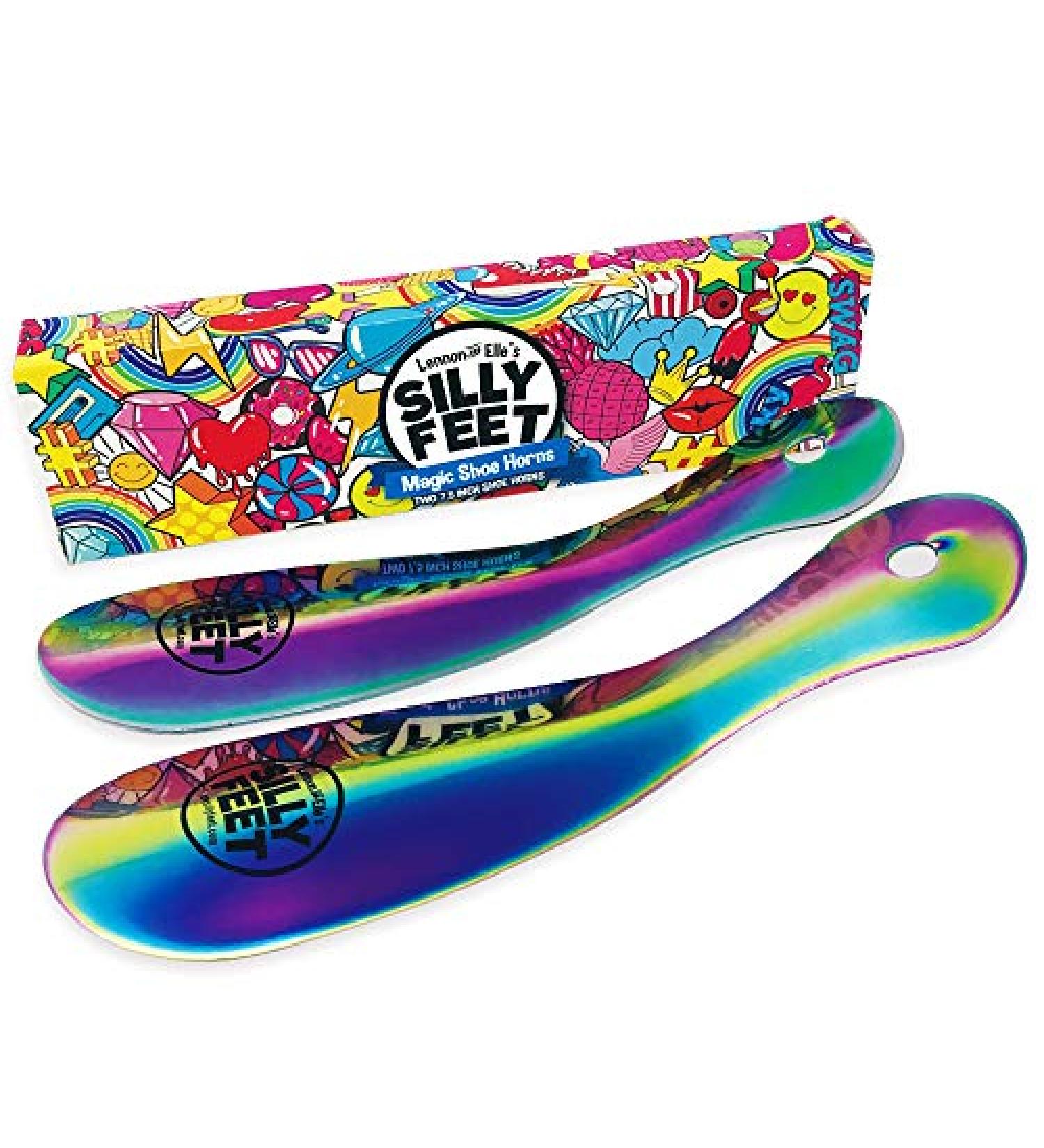 Rainbow Stainless Steel Shoe Horn Set - Two 7.5 Short Shoehorns for Kids or Adults | Travel Size Metal Shoe Helper for Sneakers, Boots, Seniors - Men and Women - Buy Online on GoSupps.com