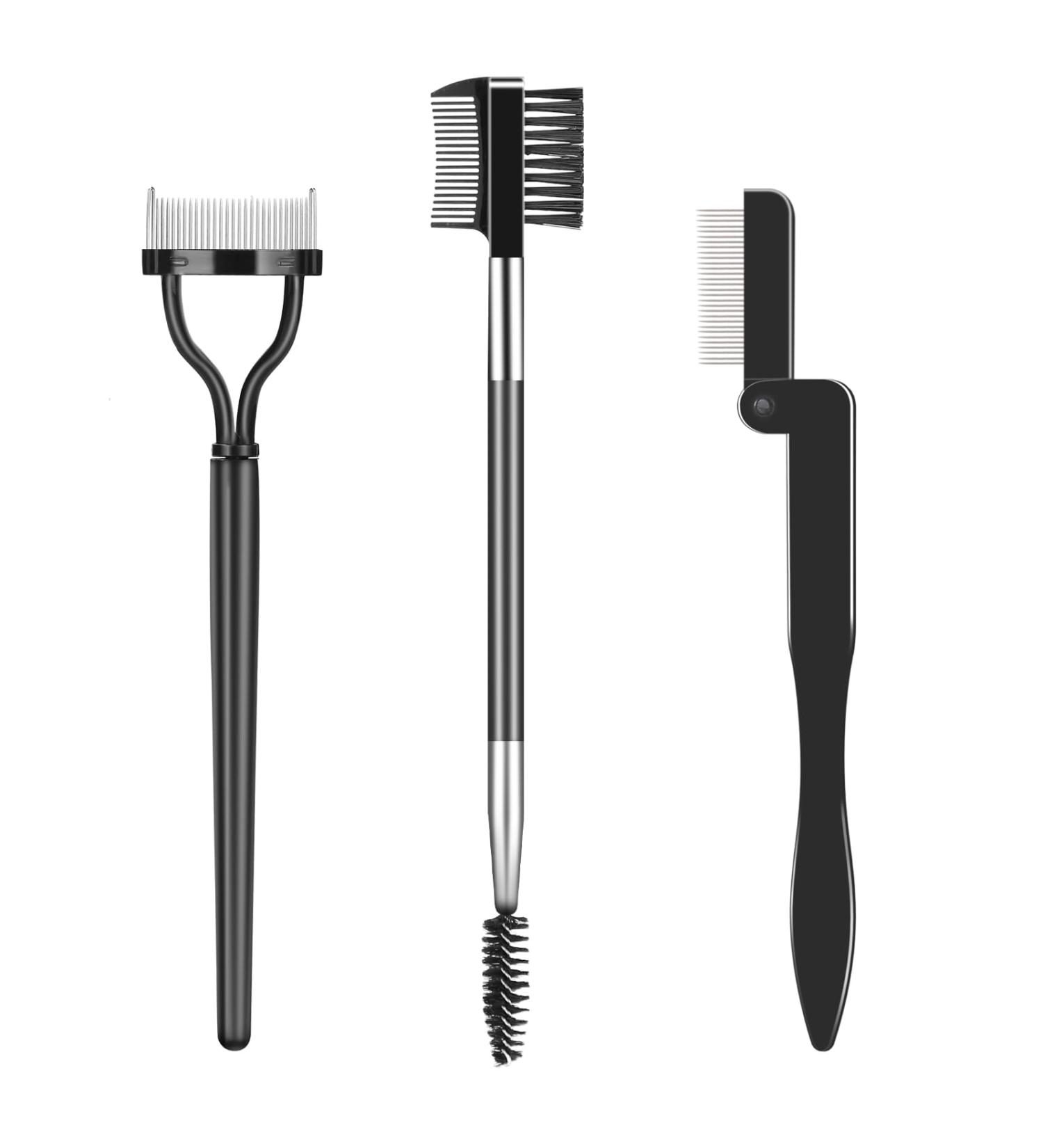 3PCS Eyelash Comb & Brow Brush Set - Lash Separator & Eyebrow Spoolie for Clump-Free Mascara | International Shipping - Buy Online on GoSupps.com