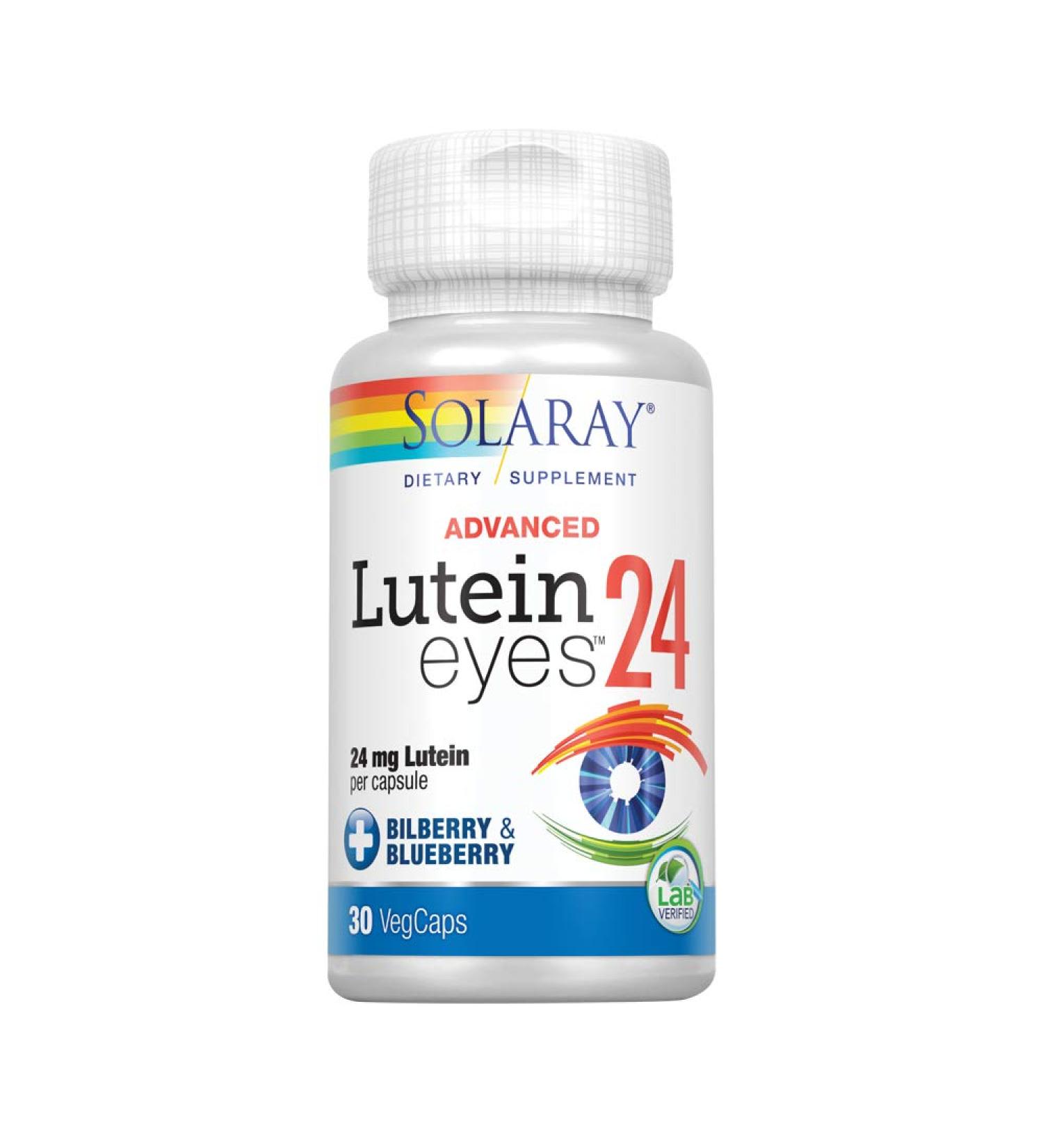 Solaray Advanced Lutein Eyes 24 mg - 30 Vegan Capsules for Eye Health - Buy Online on GoSupps.com