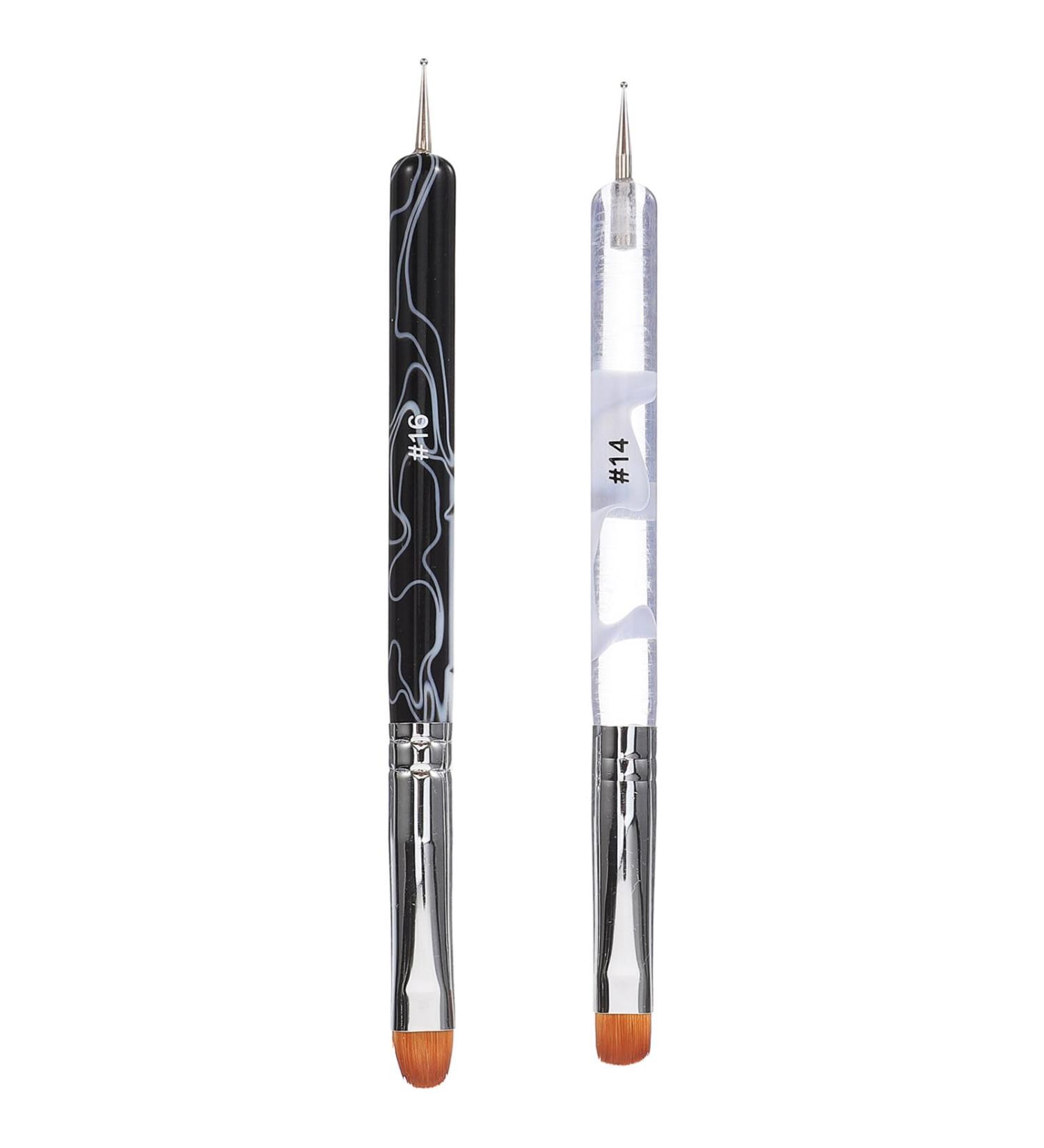 NOLITOY 2pcs Nail Art Pens Nail Brush Double Head Nail Dotting Pen Salon Nail Pen Nail Polish Brush - Buy Online on GoSupps.com