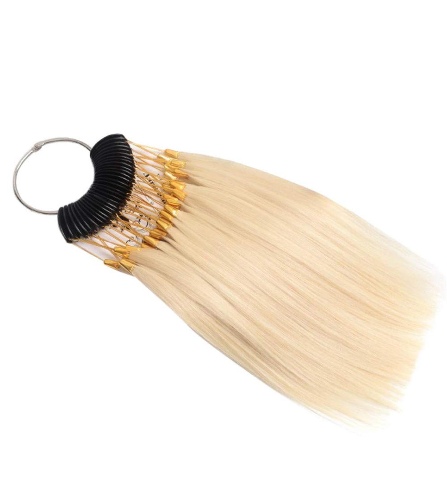 Remehi Hair Color Test Pattern | Real Human Hair Sample Rings with Gold Buckles | 30 Strands/Set Beige 10 for Hairdressing Salons - Buy Online on GoSupps.com