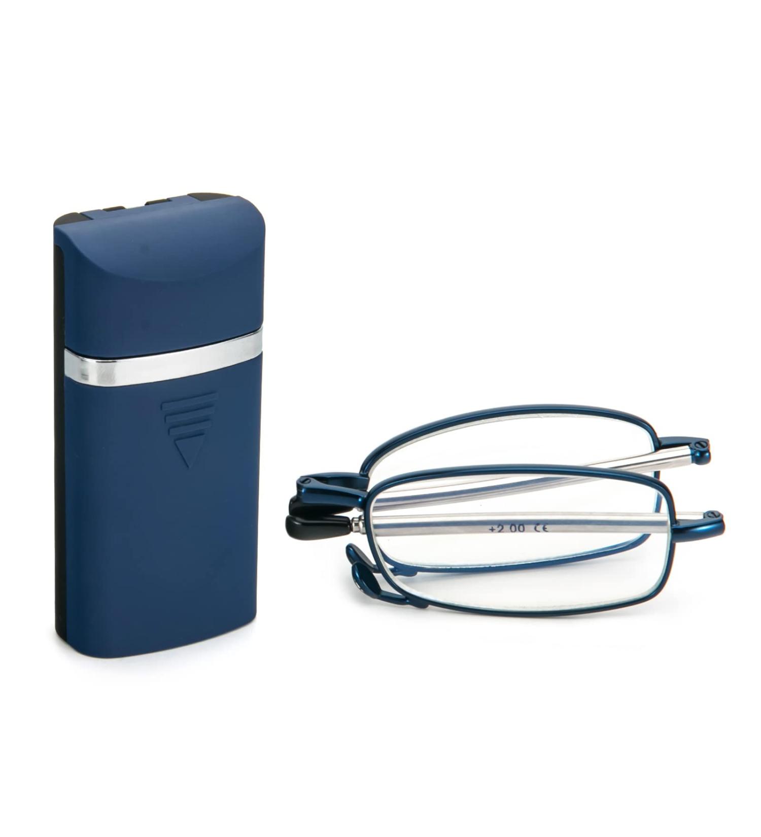 Buy Cokobin Foldable Reading Glasses - Stainless Steel Anti-Blue Light Portable Case - 1.5 Diopters for Men & Women - Buy Online on GoSupps.com
