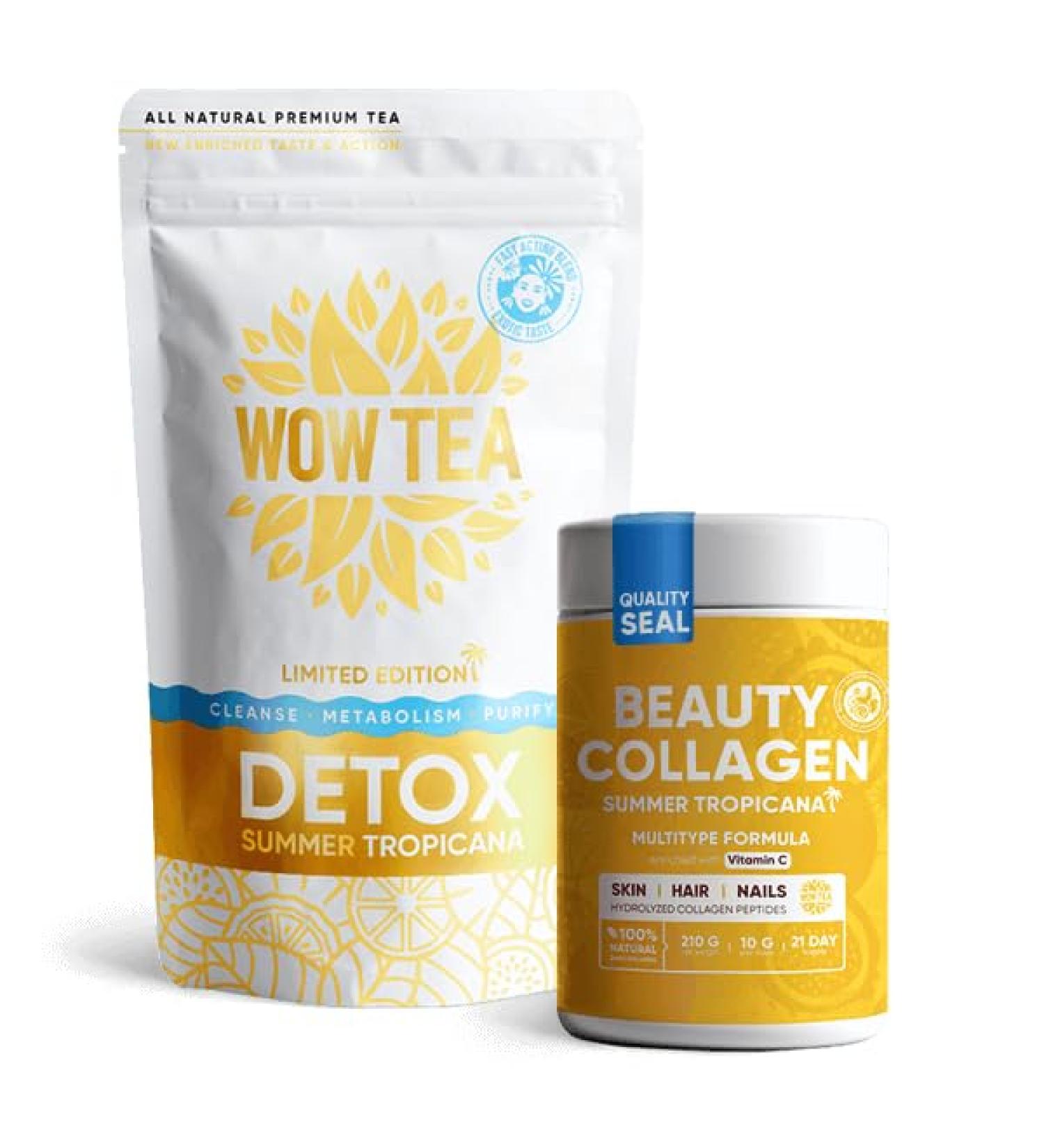 ATOP LLC WOW TEA Beach Beauty Set Summer Tropicana Detox Tea and Summer Tropicana Collagen - Buy Online on GoSupps.com