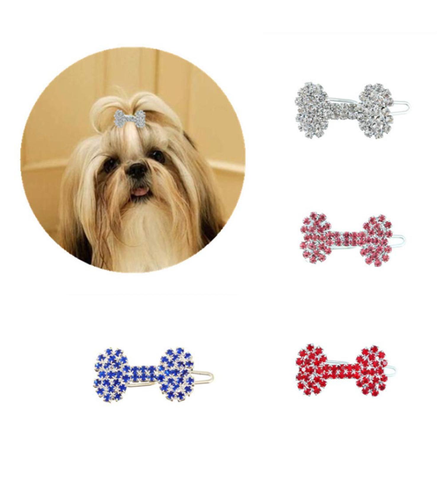 Diamond Dog Bone Hair Clip - 4-Pack | Princess Hair Accessories for Long-Haired Dogs & Cats - International Shipping Available - Buy Online on GoSupps.com