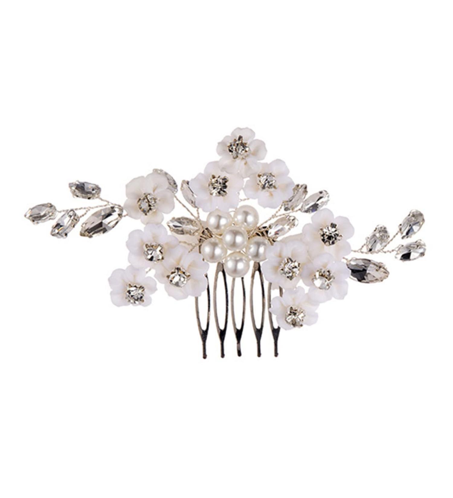Angoily Bridal Comb Pearl Trim Continuous Spray Bottle Wedding Ceremony Decorations Pearl Decor Wedding Decor Tiara Hair Flower Head Polymer Clay White Bride - Buy Online on GoSupps.com
