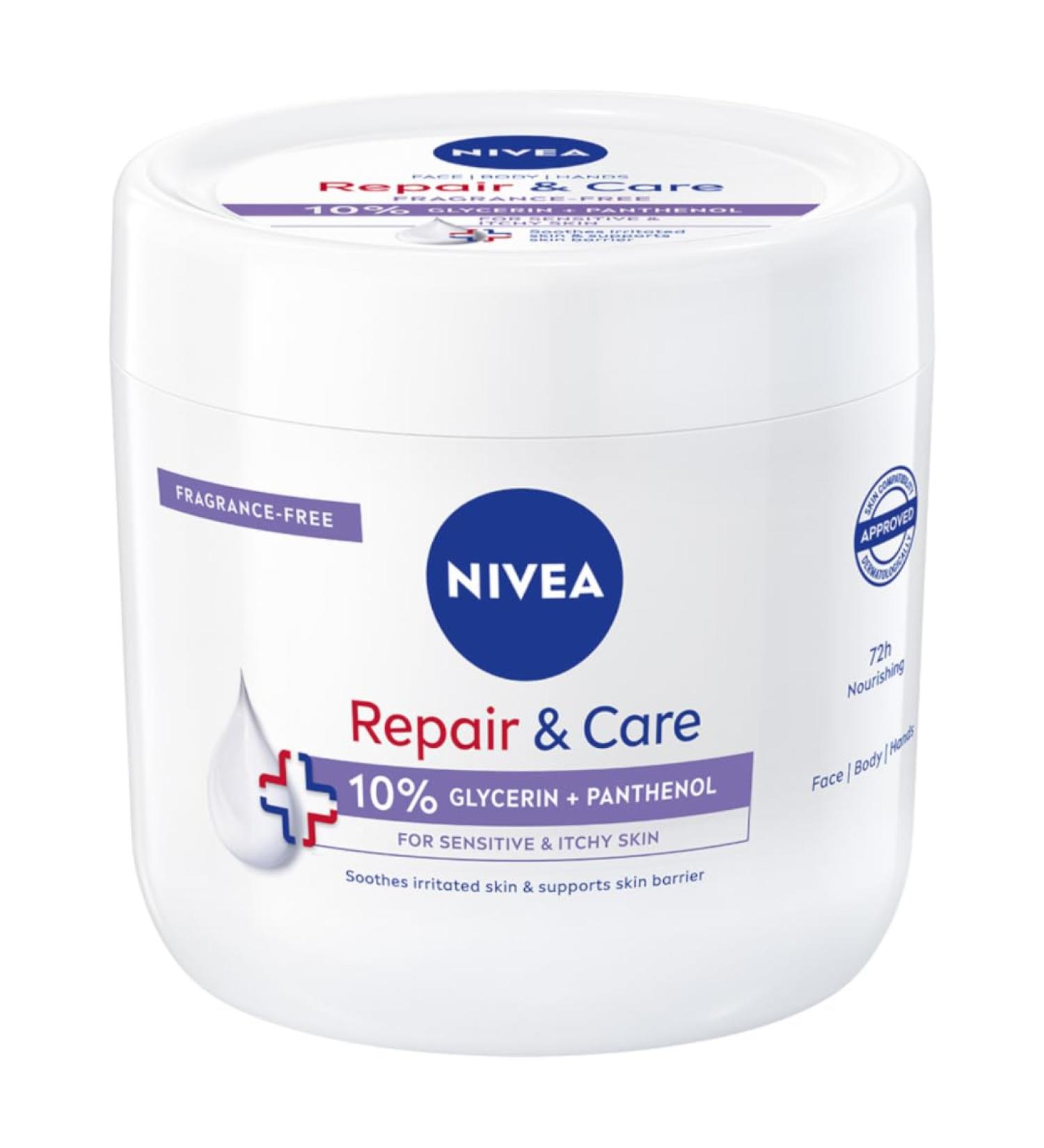 NIVEA Body Cream Repair & Care 400 ml allpurpose cream without fragrance for sensitive and irritated skin quickly absorbing body cream face and hands enriched with panthenol and glycerin - Buy Online on GoSupps.com
