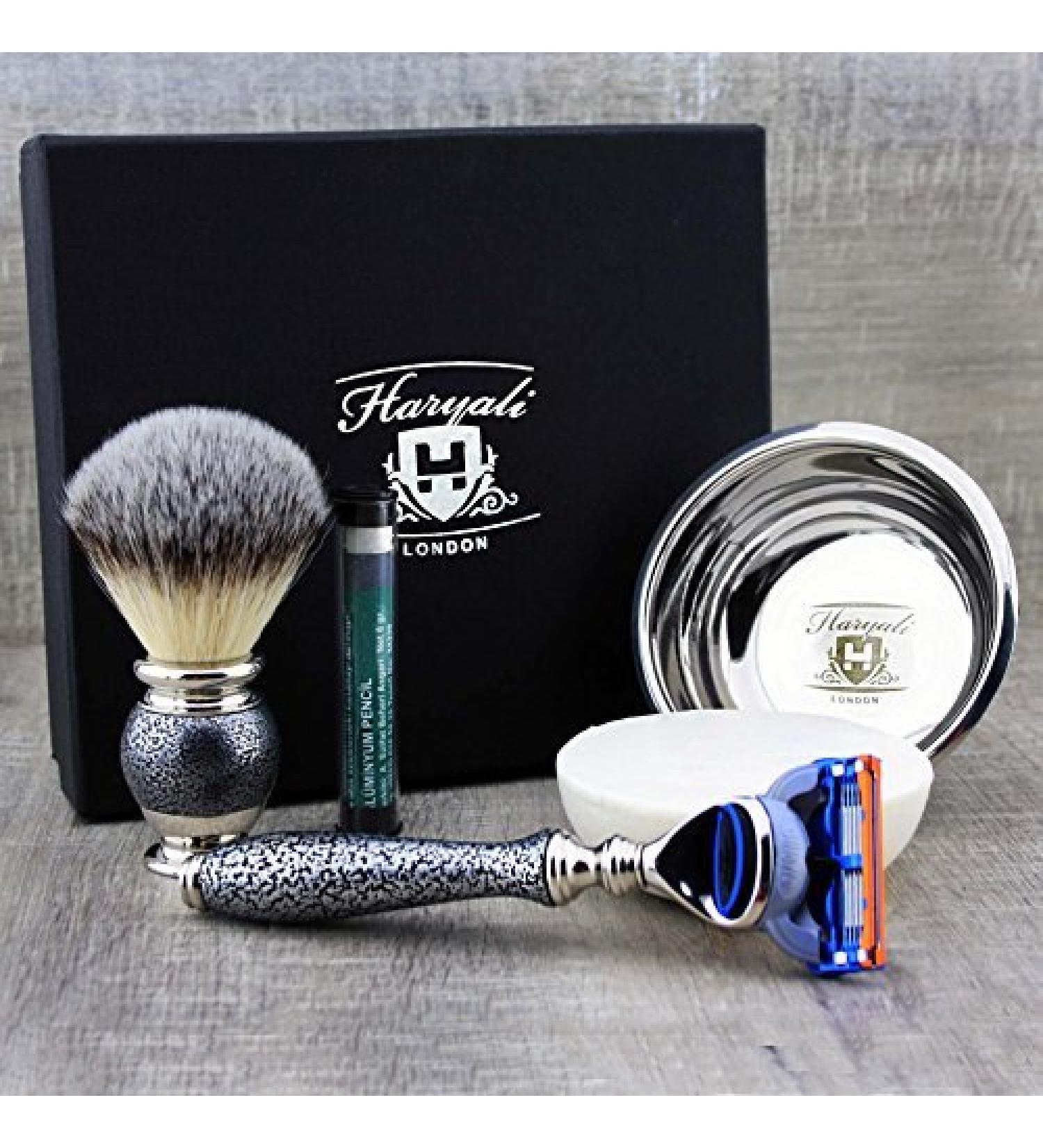 5 Pc Men's Shaving Kit - Safety Razor Badger Hair Brush Soap & Steel Bowl | Perfect Grooming Set - Buy Online on GoSupps.com