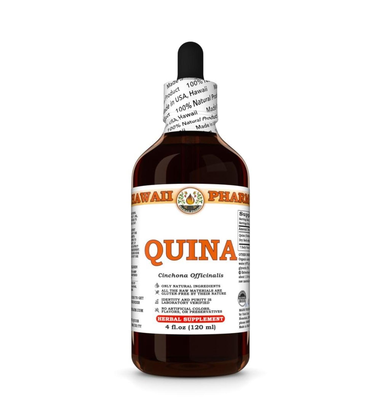Quina (Cinchona Officinalis) Dry Bark Tincture, Made in Hawaii, All Natural, Vegan, Pure Liquid Extract - 4 fl.oz 4 Fl Oz (Pack of 1) - Buy Online on GoSupps.com