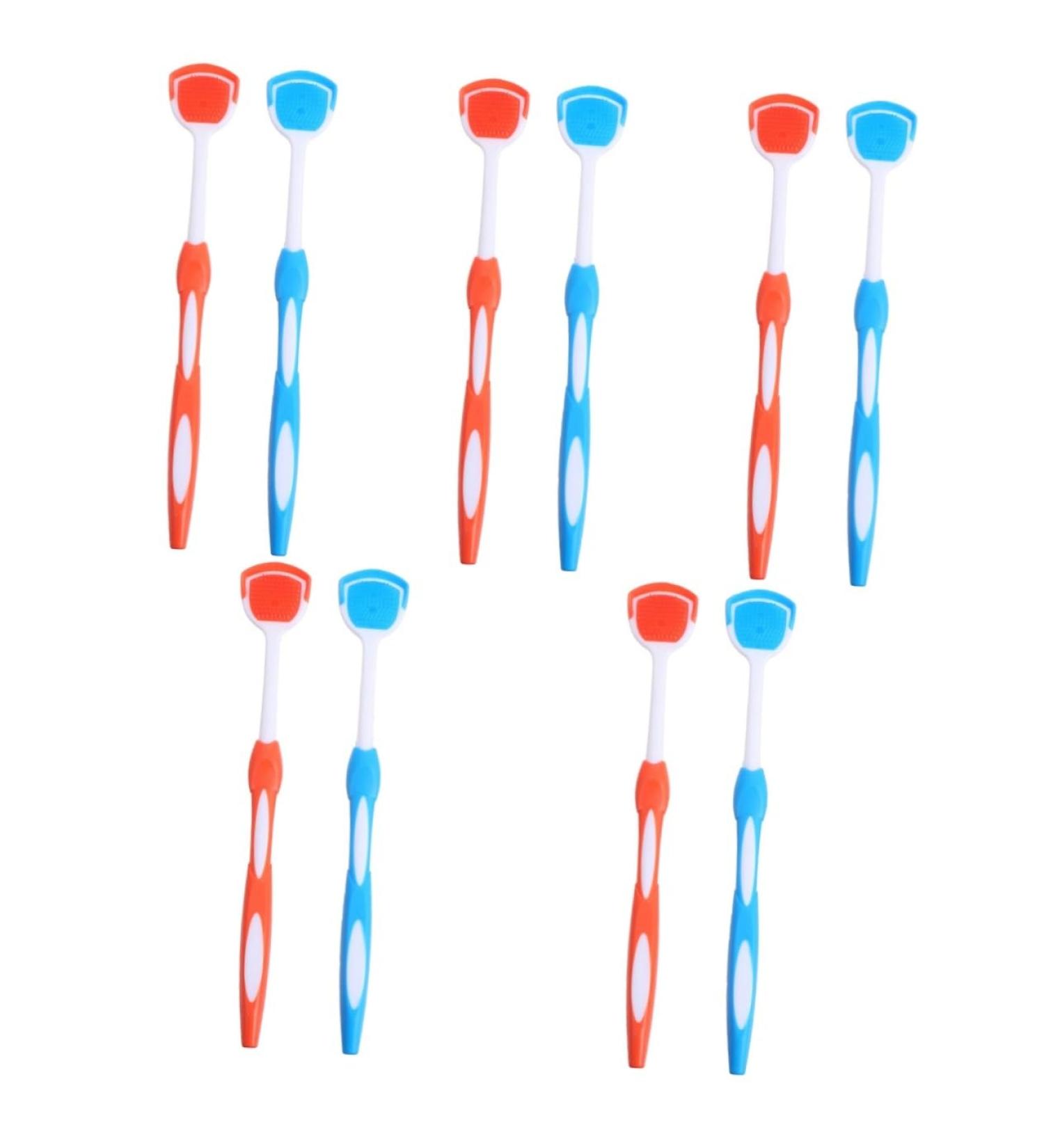 Buy Healvian 10 STK Professional Tongue Cleaning Brush | Fresh Breath & Oral Care Tools - Blue & Orange | International Shipping Available - Buy Online on GoSupps.com