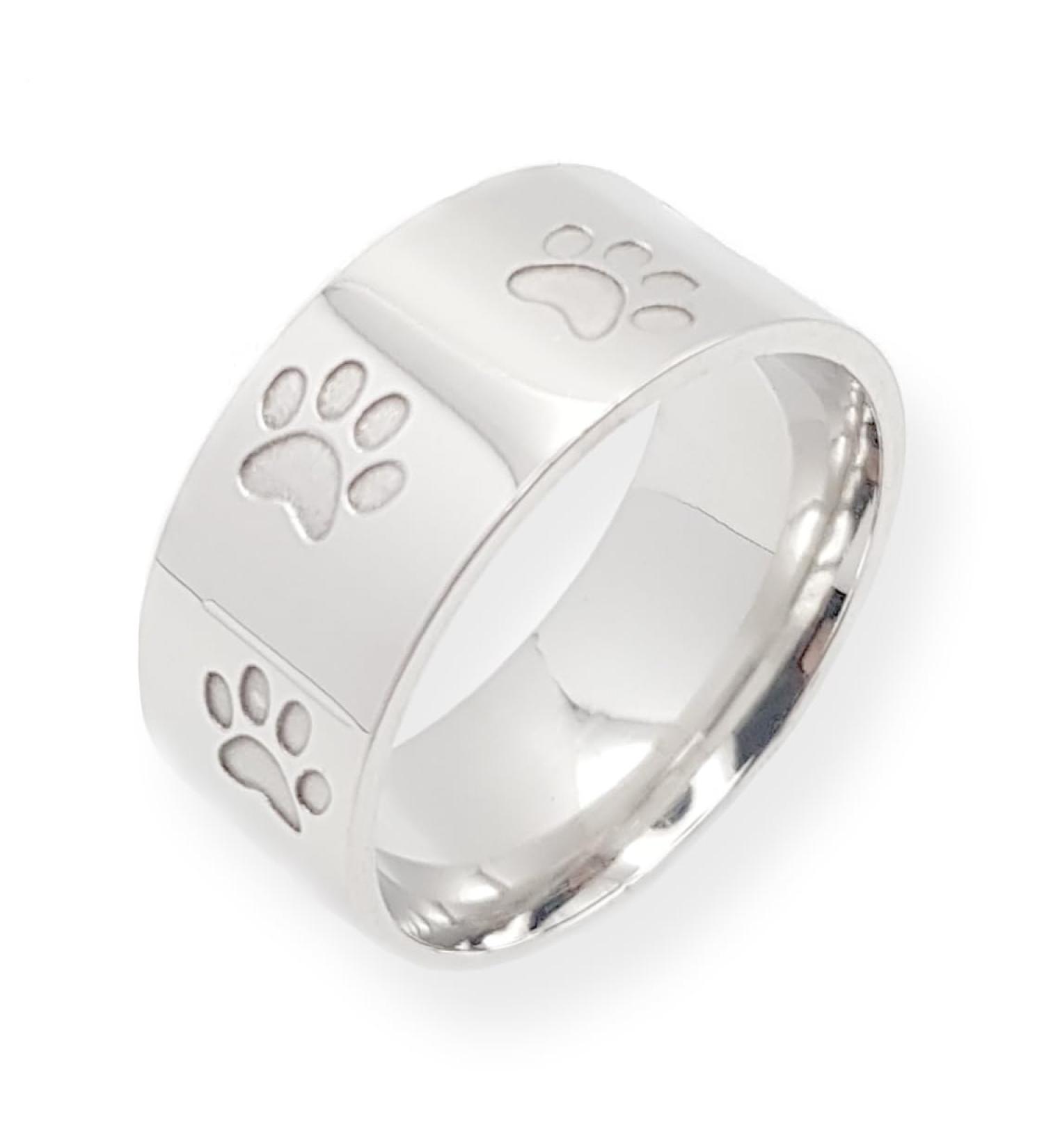 Joyadog Ladies Ring with Dog & Cat Paw Design - 10mm Wide Comfort Fit | Unique Pet Lover Jewelry - Buy Online on GoSupps.com