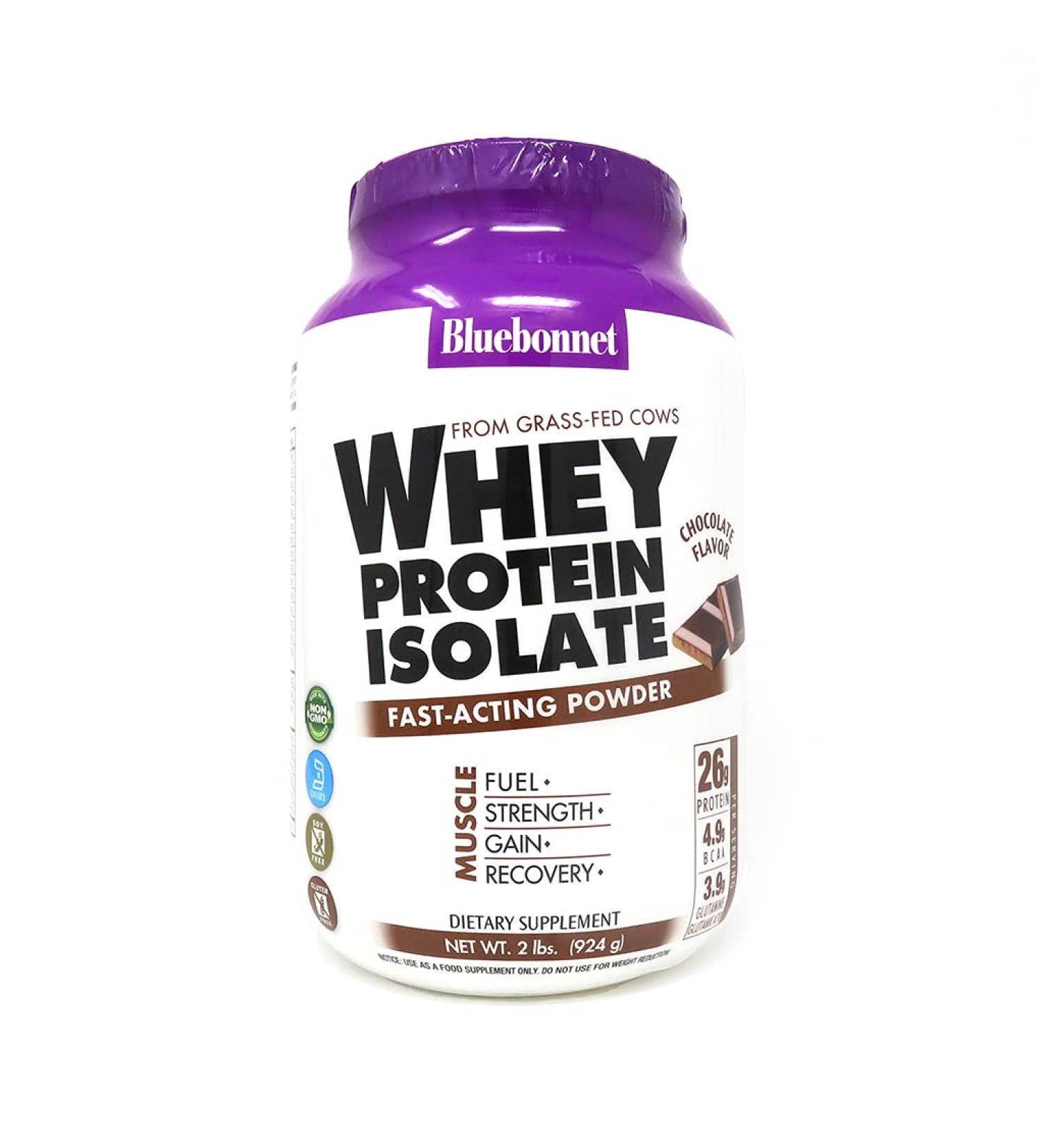 Bluebonnet Whey Protein Isolate - Natural Chocolate 2 lbs | High-Quality Protein Supplement - Buy Online on GoSupps.com