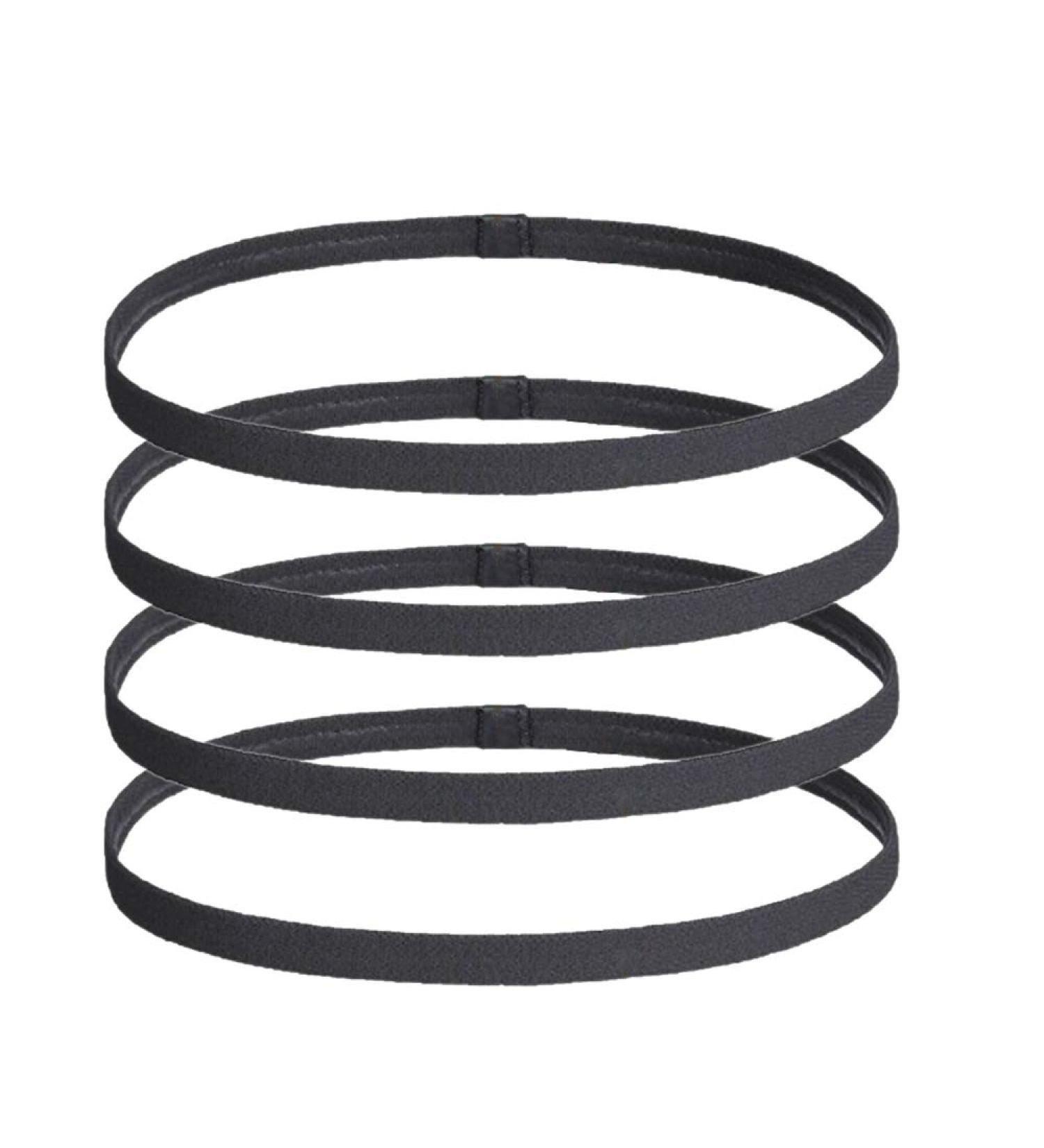 4 Pack Black Elastic Hair Bands for Men & Women | Non-Slip Sports Headbands for Gym Hockey Football Tennis Yoga - Buy Online on GoSupps.com