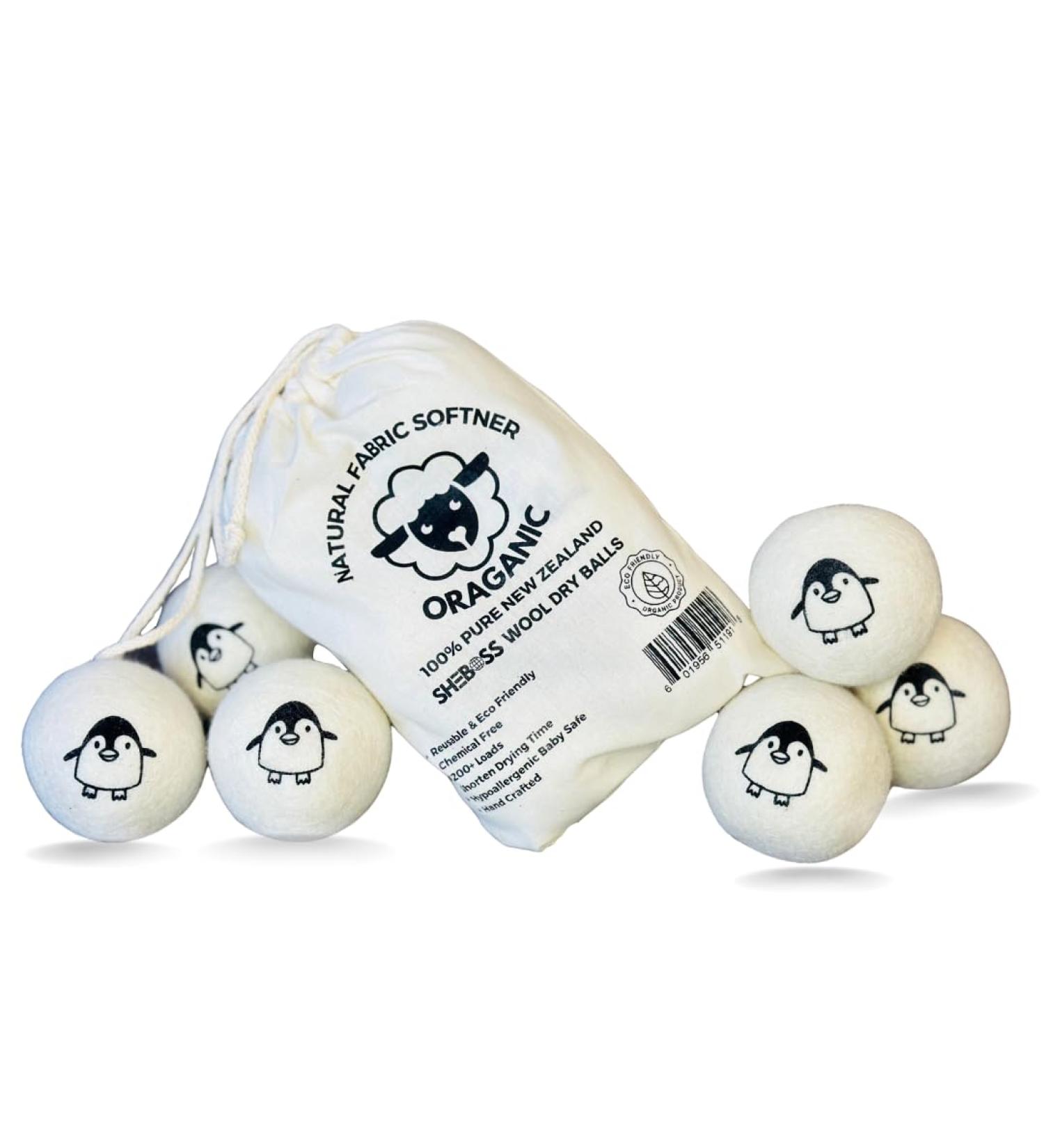 SHEBOSS 100% Organic Wool Dryer Balls - Eco-Friendly Handmade Fabric Softener | Sustainable Reusable Reduces Wrinkles & Speeds Up Drying (Set of 6 - Buy Online on GoSupps.com