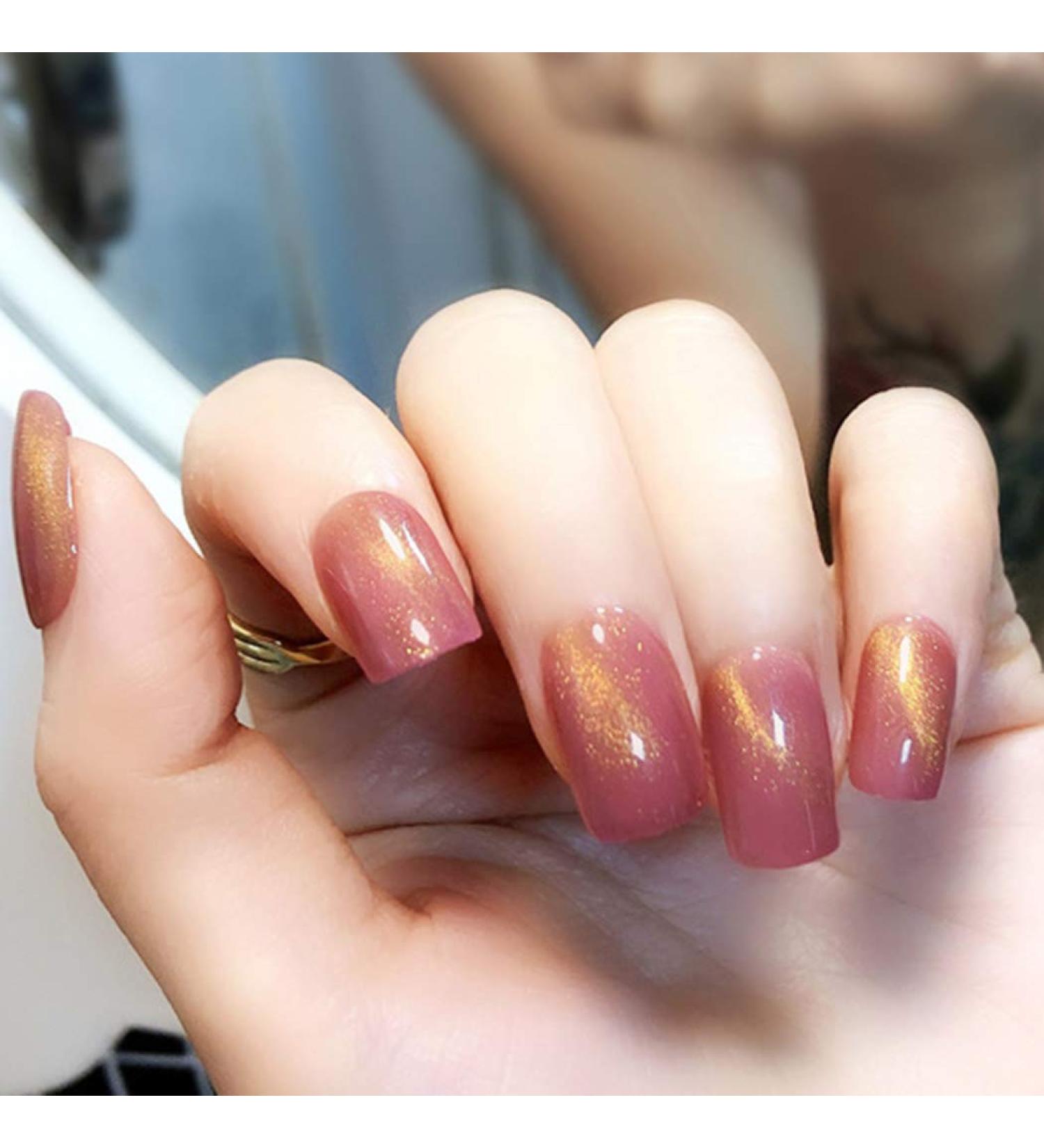 SETHEXY Cat Eye False Nails - 24 Piece Dark Pink Nail Art Tips for Women & Girls | Complete Cover UV Design - Buy Online on GoSupps.com