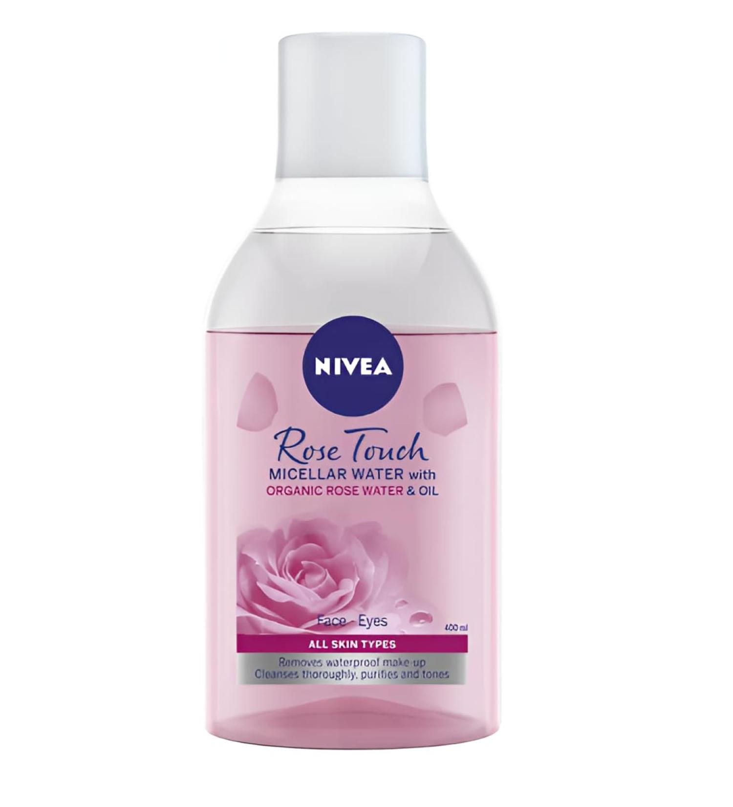 NIVEA Rose Touch Micellar Water 400 ml effectively removes waterproof makeup gently cleanses nourishes and moisturizes the skin restores natural balance and hydration (pack of 2) - Buy Online on GoSupps.com
