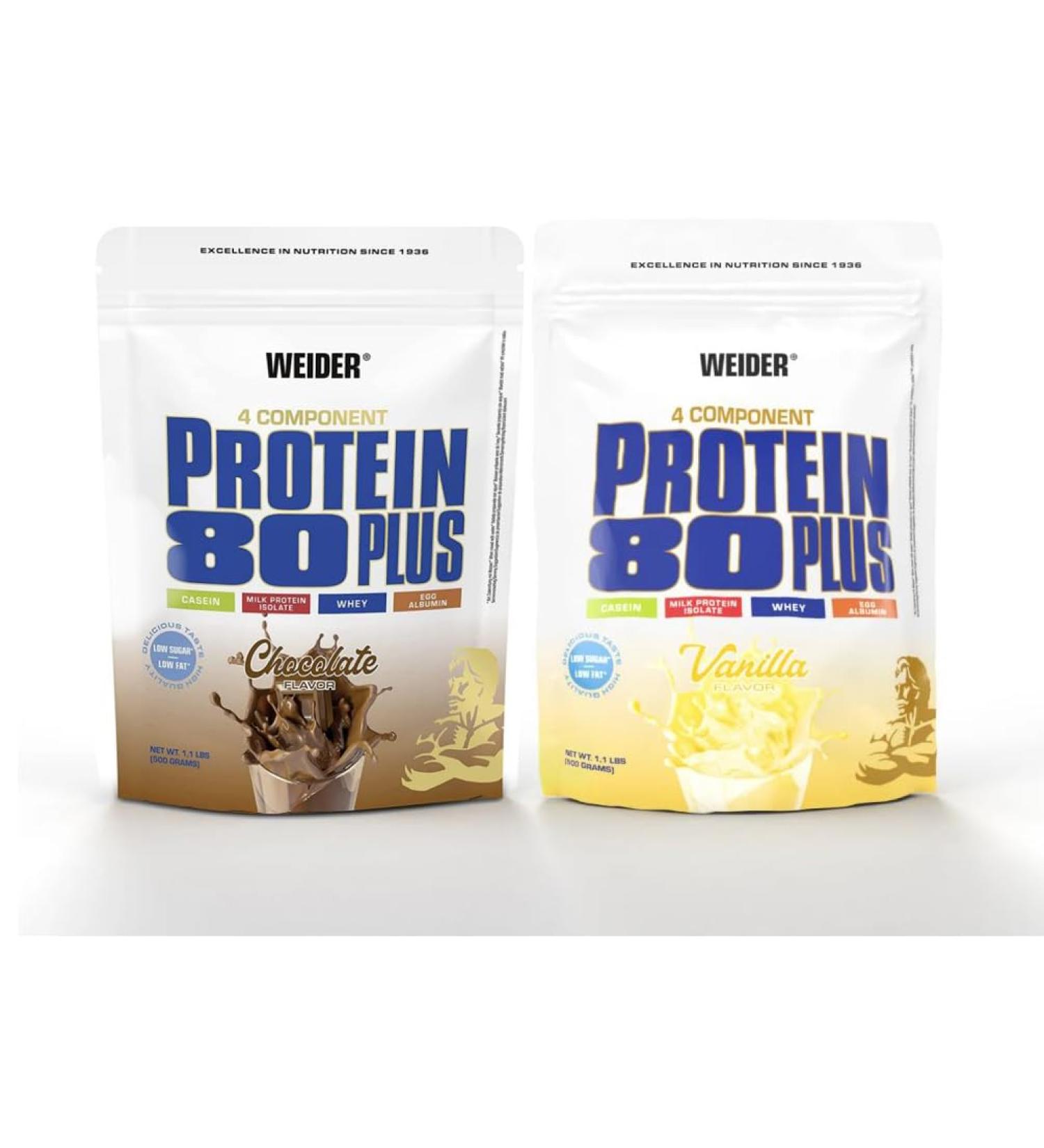 Weider Protein 80 Plus Bag 2-Pack Mix Chocolate/Vanilla 2 x 500 g (1 x 1 kg)