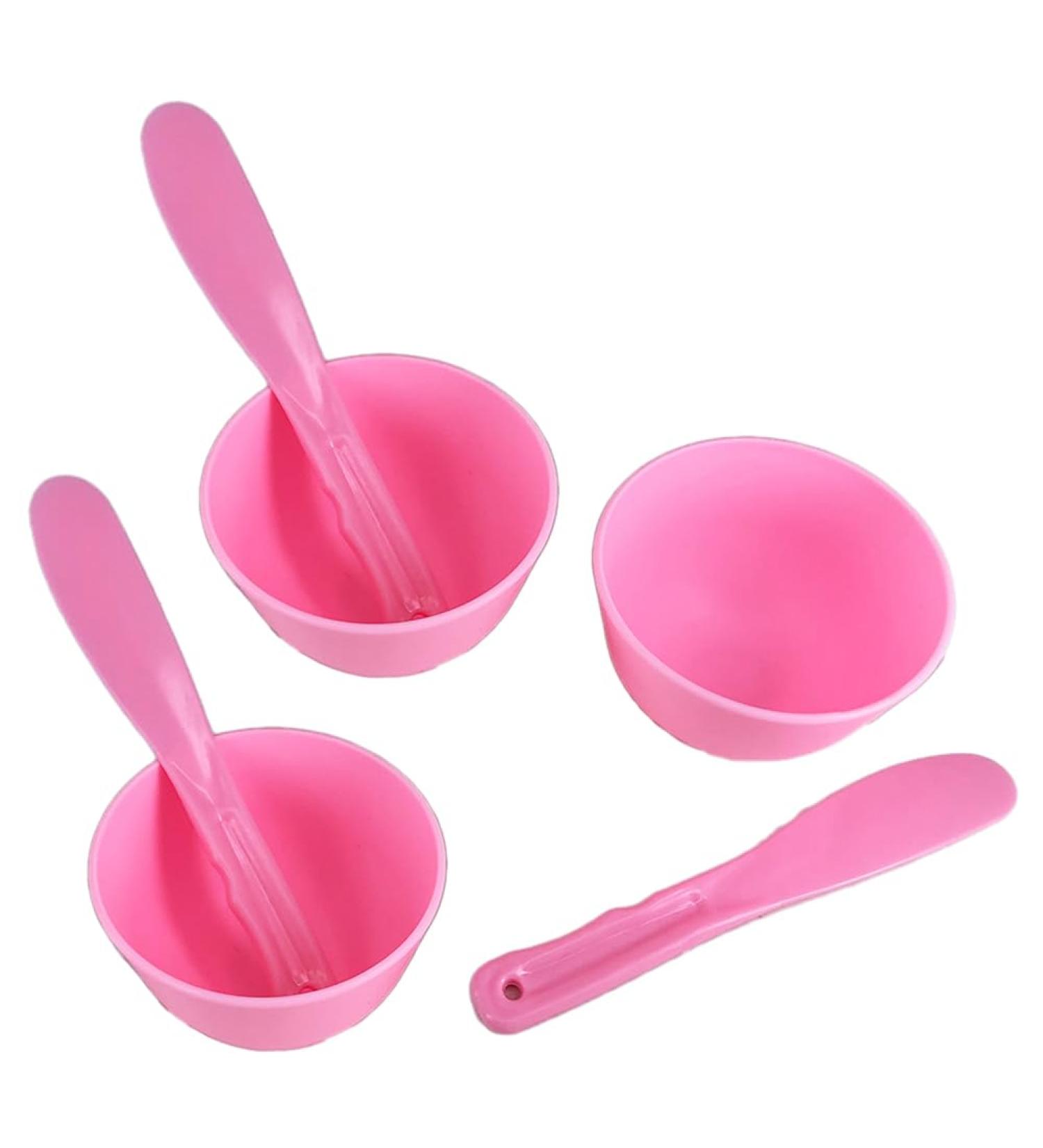 3 Sets Rubber Facial Mask Mixing Bowl with Spatula - DIY Skin Care Tool Kit for Home and Salon - Pink - Buy Online on GoSupps.com