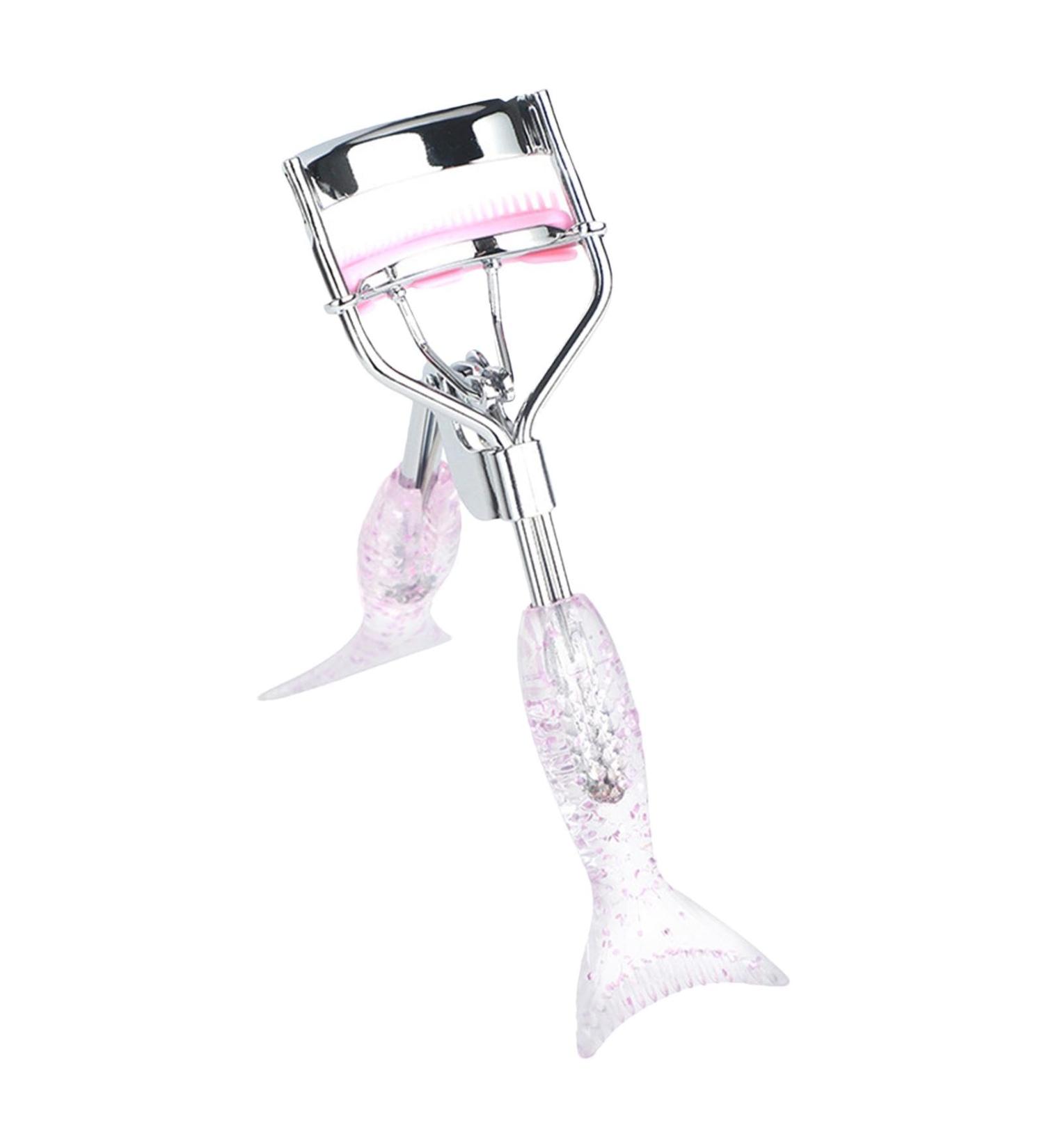 Eyelash Curler Eyelash Curler Eyelash Curler Fish Tail Shape Eyelash Curler with Comb Teeth Portable Ergonomic Makeup Supplies Beautiful Eyelash Tools for Girls Women A4 Chrome With Pink Comb Pink Mermaid Hand - Buy Online on GoSupps.com