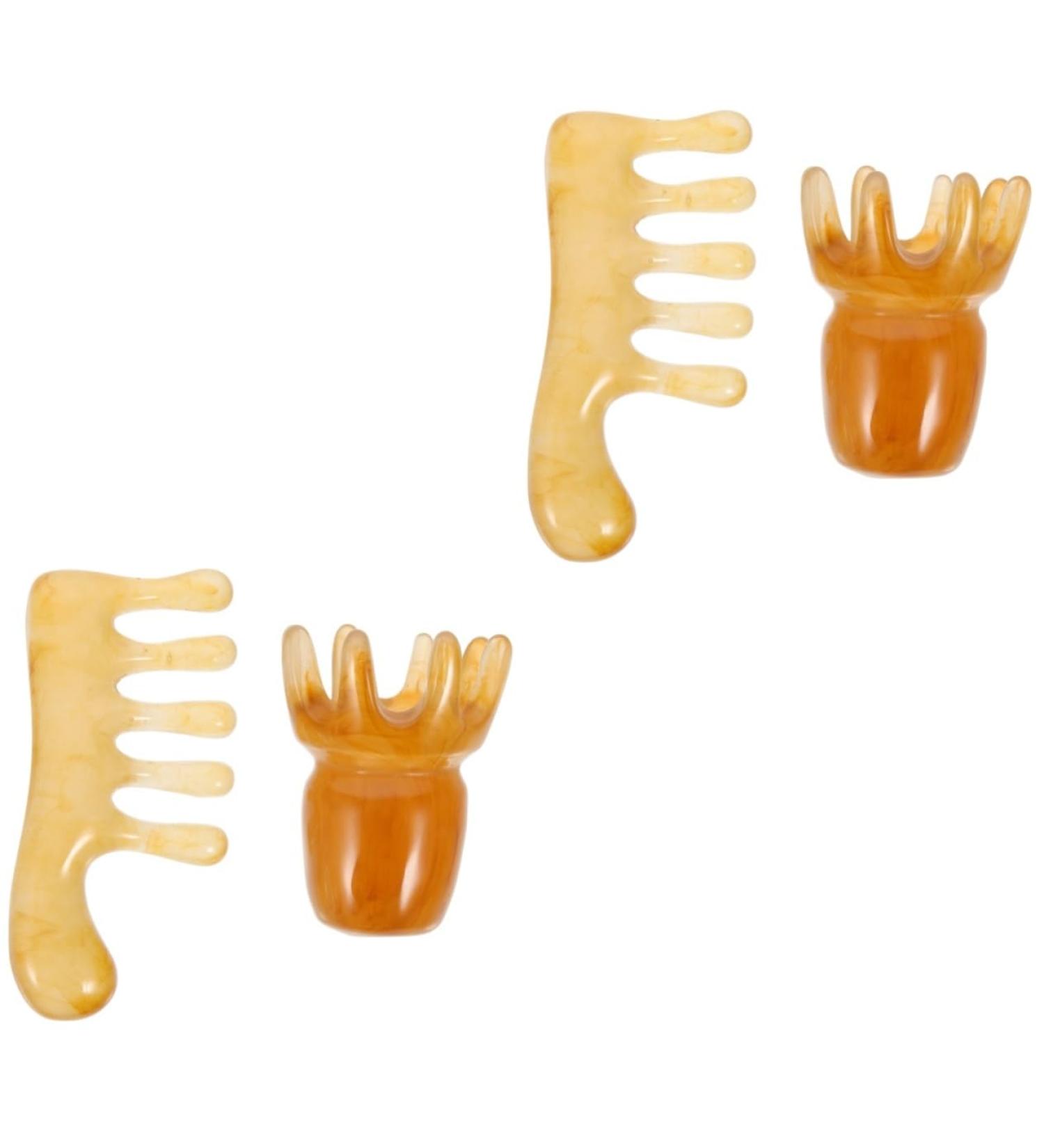 Buy Minkissy Scalp Massage Comb Set - 4-Piece Gua Sha Head Massage Device Jade Acupuncture Comb and Beeswax Brush for Ultimate Relaxation - Buy Online on GoSupps.com
