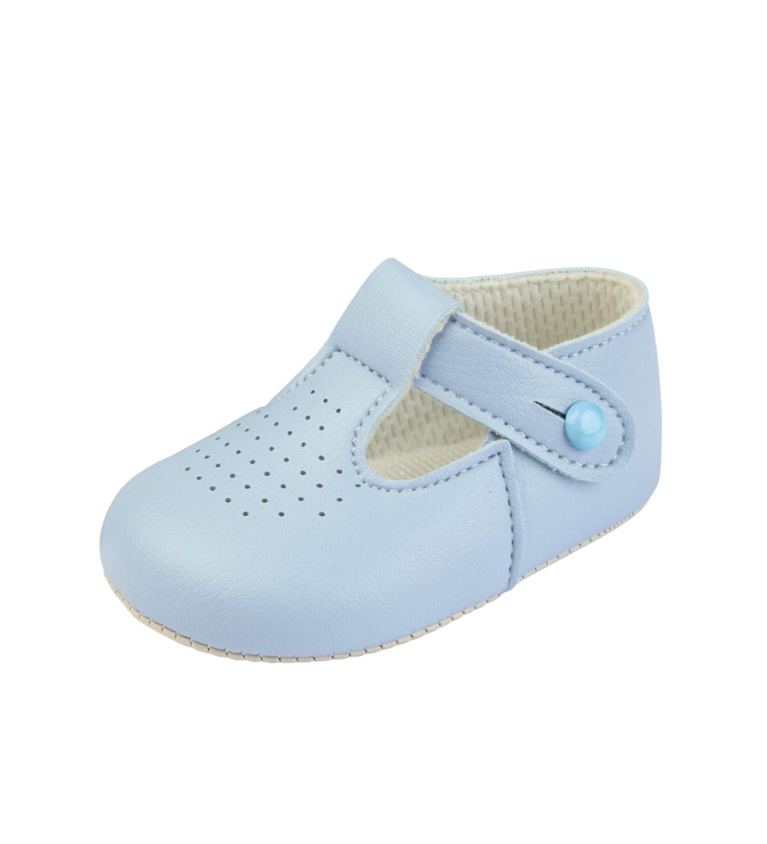 Baypods Baby Shoes B625: Soft Soled Pre Walker T-Bar Style Shoes for Boys & Girls - Sky Blue, Made in England - Buy Online on GoSupps.com