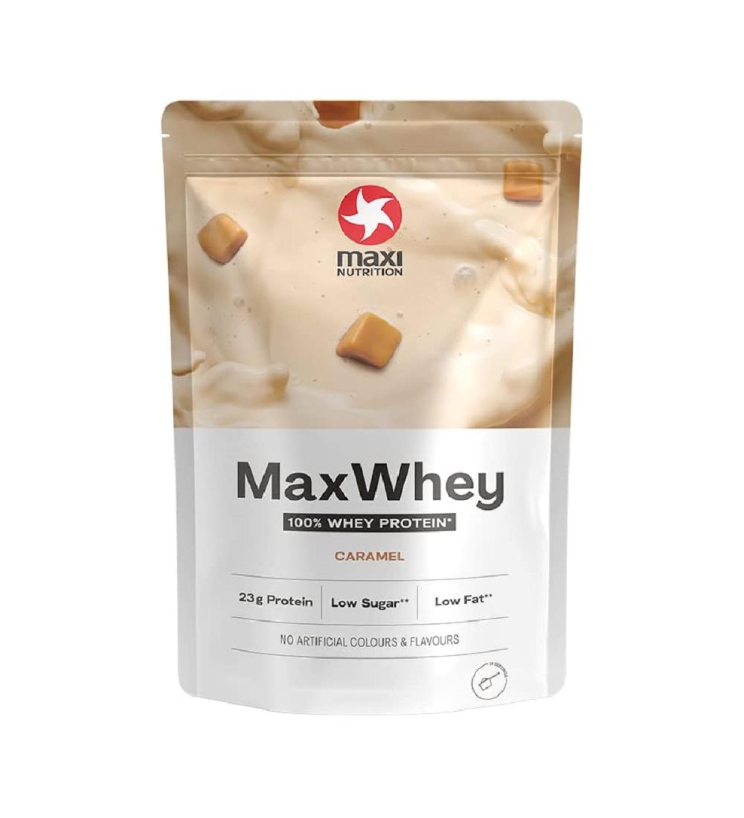 Maxinutrition 100% Whey Premium Protein Powder Caramel 420g | 23g Protein per Shake | Low Carb No Artificial Flavors | Made in Germany - Buy Online on GoSupps.com
