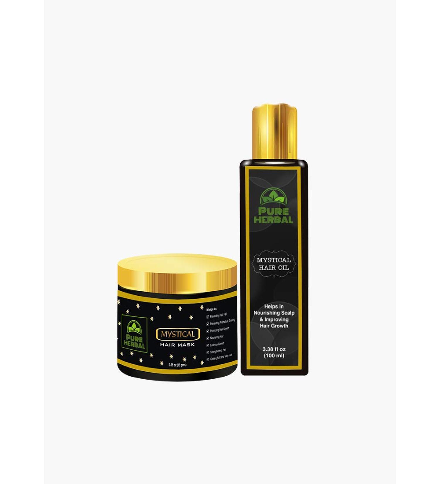 Buy Mystical Hair Oil & Mask for Hair Growth | Herbal Formula Hairfall Control Nourishing Care | 3.38 Fl Oz & 2.65 Oz - International Shipping Available - Buy Online on GoSupps.com