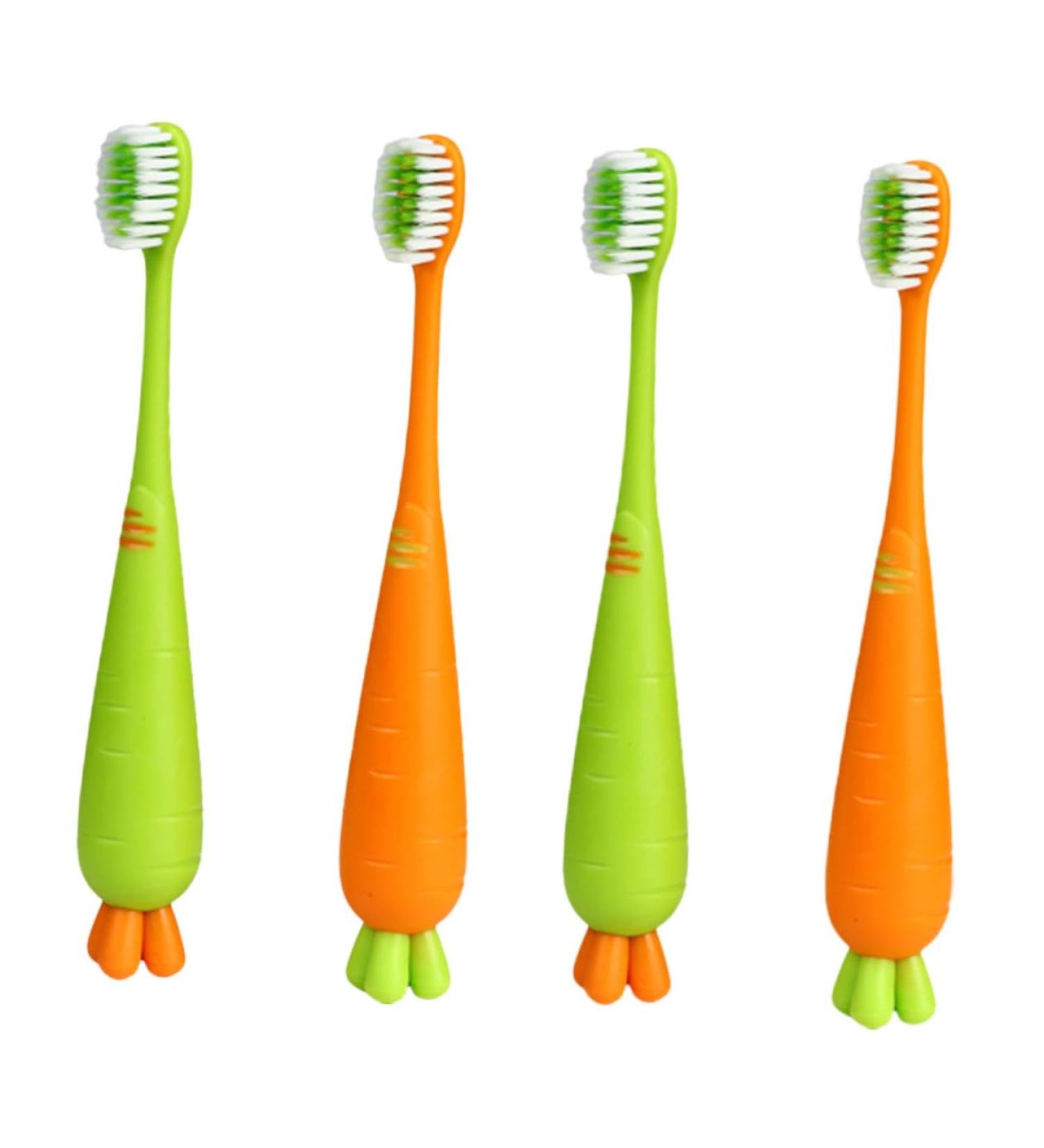 Frcolor 4-Piece Carrot Shaped Children's Toothbrush Set - Soft Contoured Bristles for Toddlers | Cute & Effective Oral Care - Buy Online on GoSupps.com