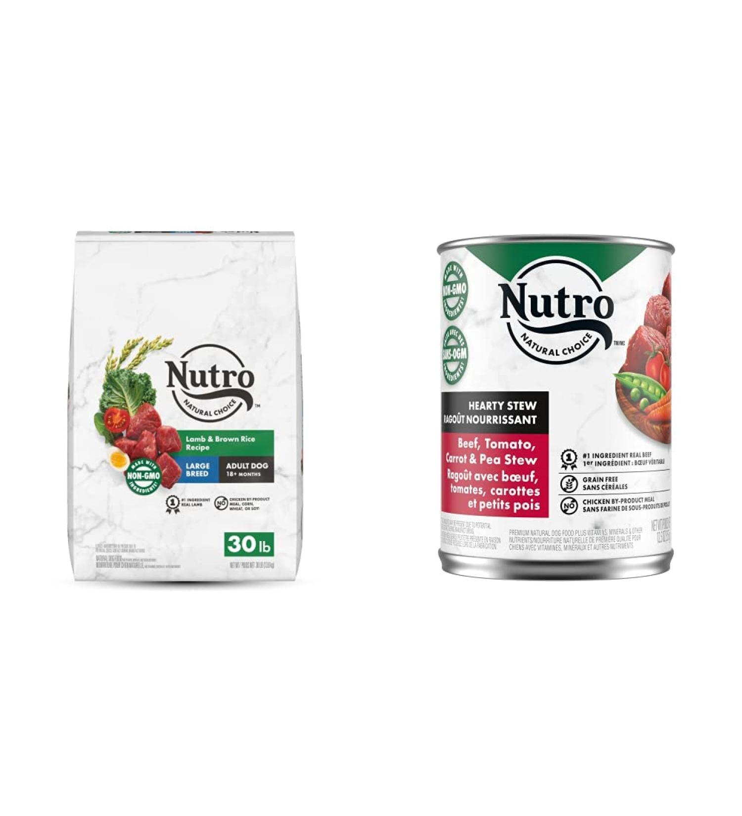 NUTRO Natural Choice Large Breed Adult Dry Dog Food & Hearty Stew Wet Dog Food Bundle Dry Dog Food + Wet Dog Food Lamb 13.61kg Bag - Buy Online on GoSupps.com