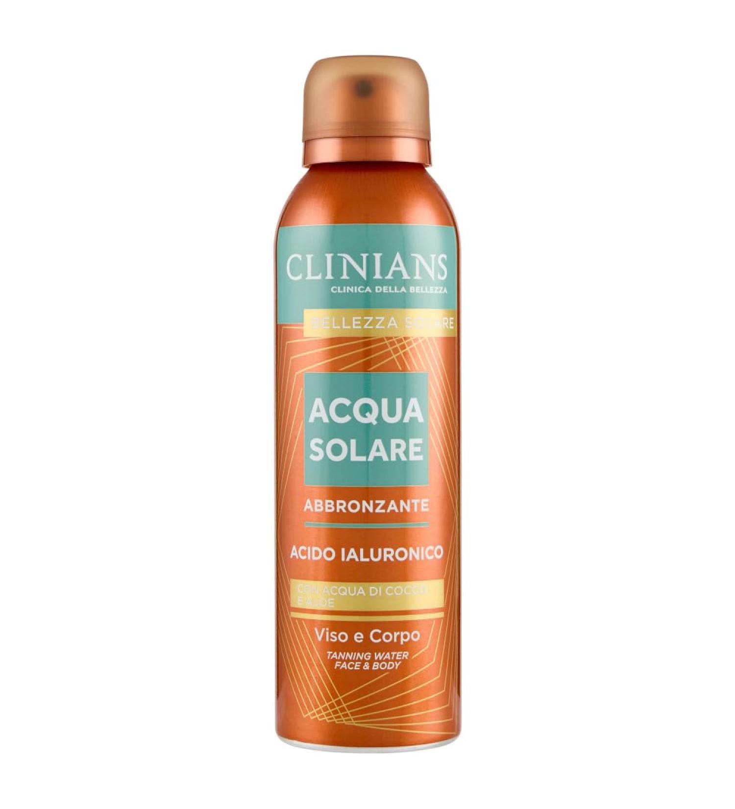 CLINIANS | Eau Solaire Autobronzante Visage & Corps avec Acide Hyaluronique Eau de Coco et Aloe 150mL - Buy Online on GoSupps.com