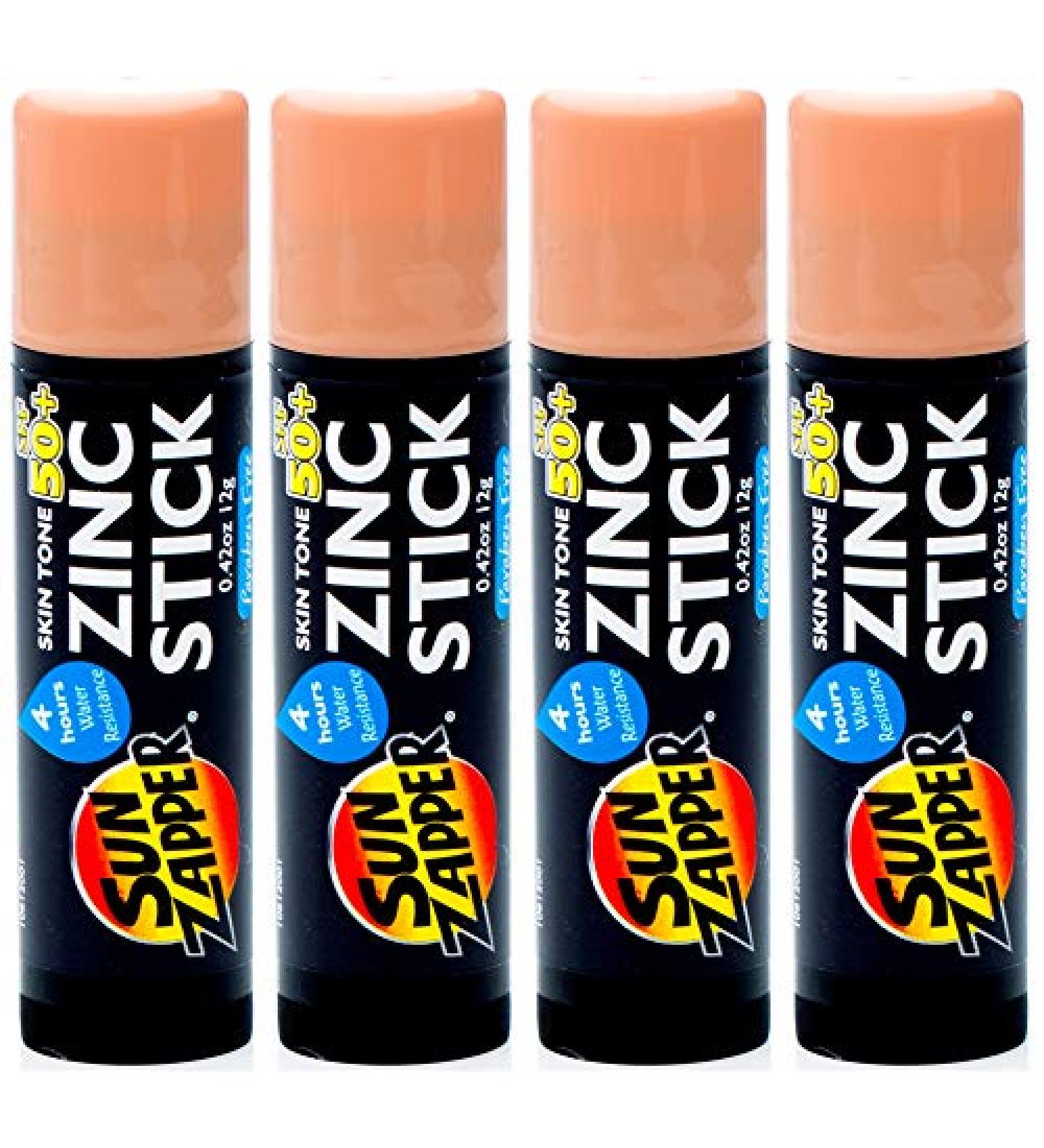 Sun Zapper Zinc Stick SPF 50+ Sunscreen 4 Pack 0.42 oz - Skin Tone - Buy Online on GoSupps.com