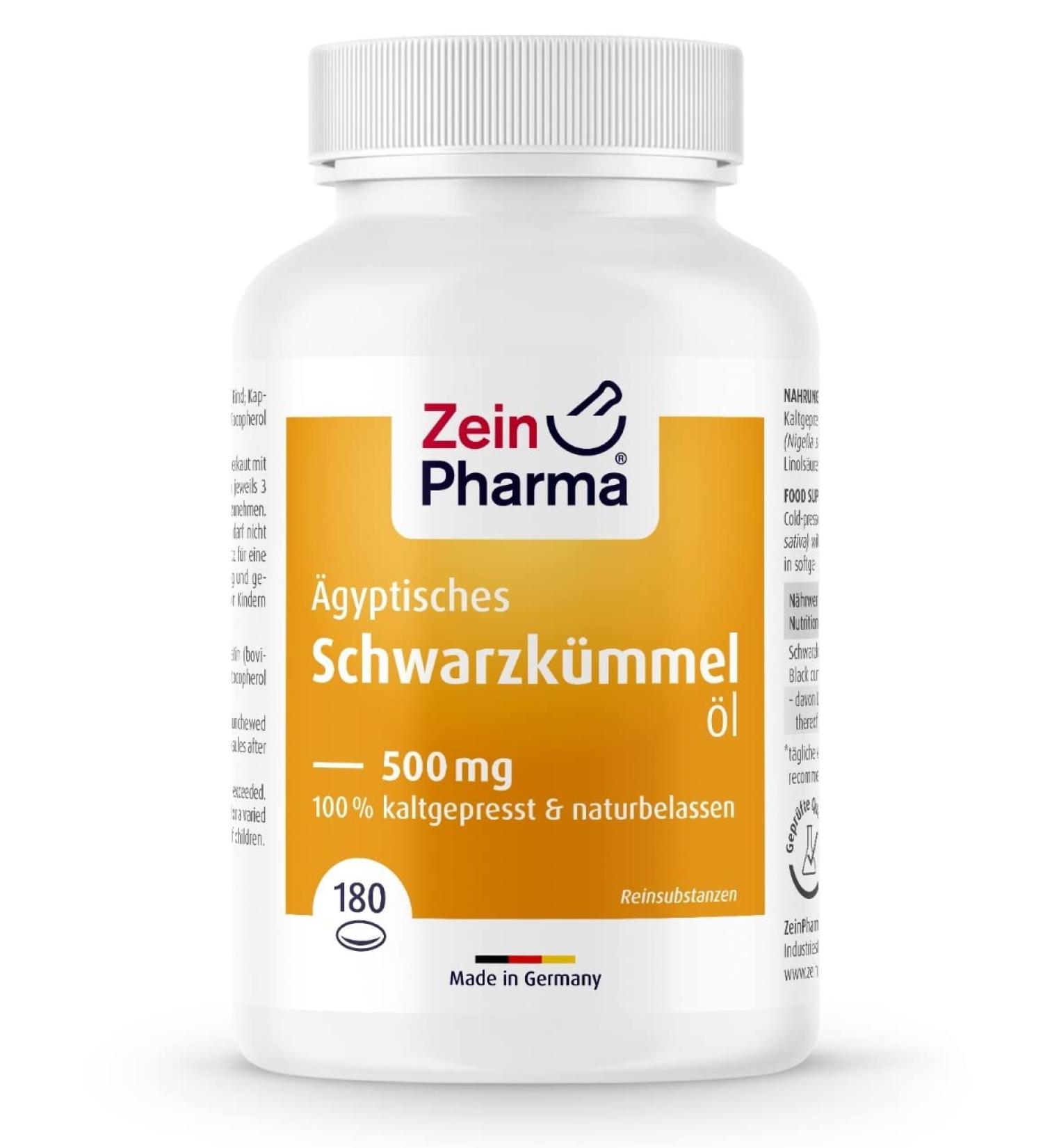 Zeinpharma Egyptian Black Cumin Oil Softgel Capsules 500mg - 180 Natural Cold Pressed Nigella Sativa Capsules for Immune Support & Wellness - Buy Online on GoSupps.com
