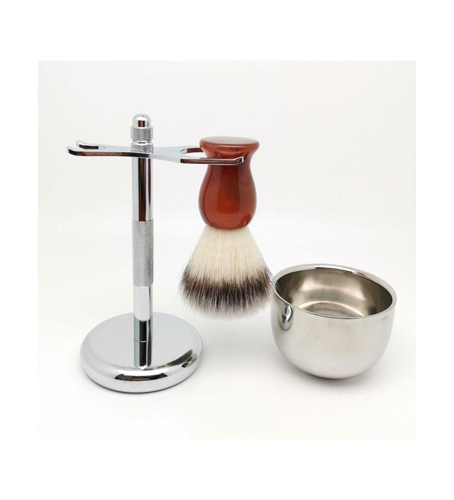 GHQYP Men's Shaving Brush with Stand - Stylish Plastic Razor & Cream Safety Brush - 2.9x6 inches Silver - Perfect for International Shipping - Buy Online on GoSupps.com