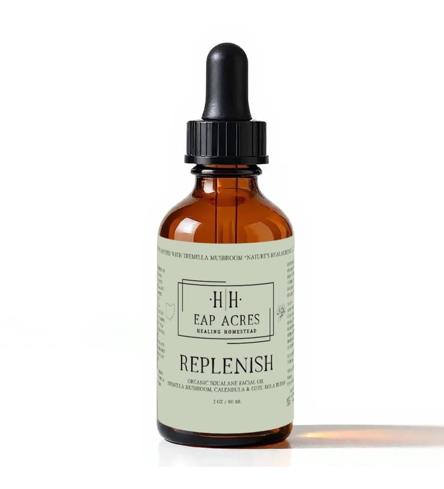Organic Facial Oil for Dry Sensitive Mature skin Organic Squalane oil Infused with Organic Tremella Mushroom/Calendula/Gotu Kola Lightweight Hydrating Gentle Soothing Nourishing (REPLENISH) - Buy Online on GoSupps.com