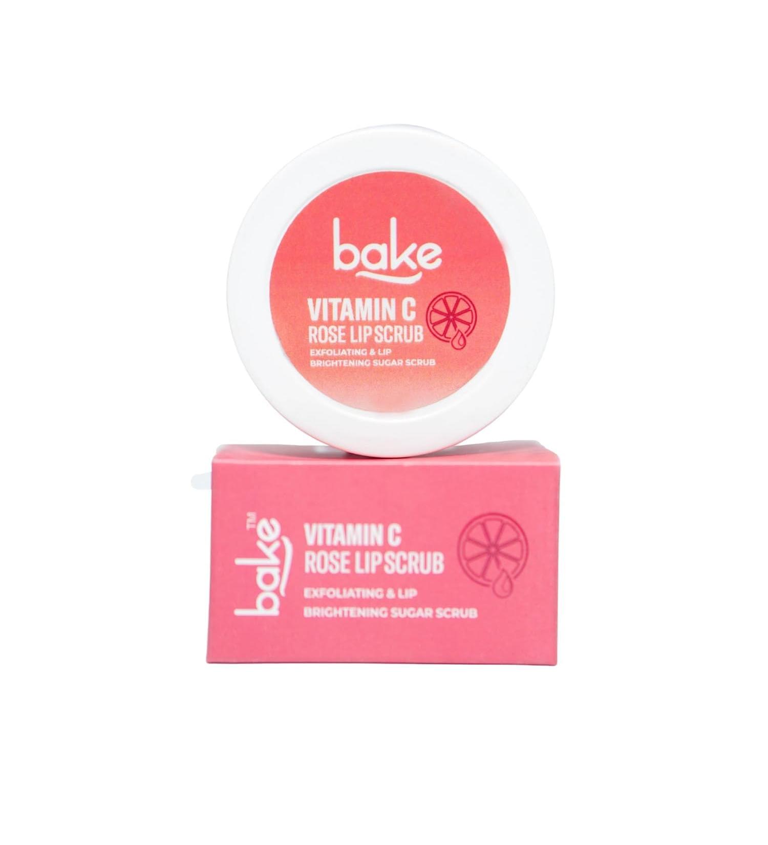 Vitamin C Rose Lip Scrub - Lip Lightening Exfoliator for Dark Dehydrated Flaky & Chapped Lips - 25g - Buy Online on GoSupps.com