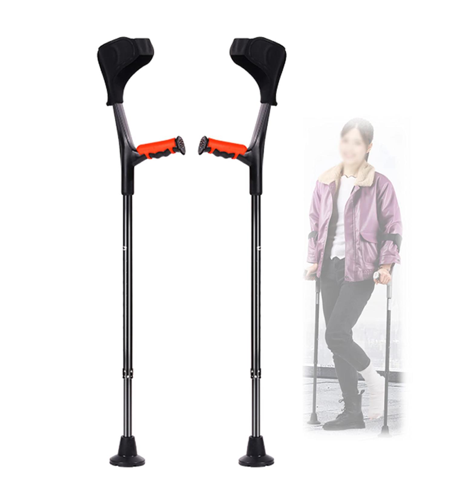 Adult Forearm Crutches Crutches Mobility Device Height Adjustable Aluminum Cane/Black/1 Pair Lucky Star Black 1 Pair - Buy Online on GoSupps.com