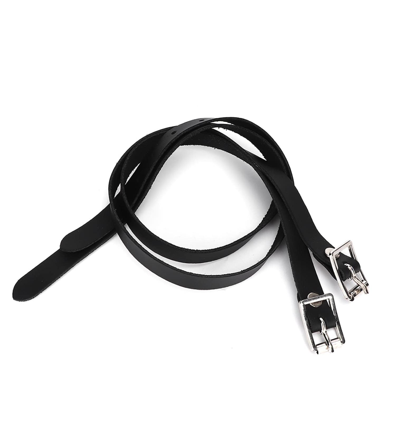 Horse Spur Straps - 19.7in Leather Stirrup Straps with Stainless Steel Buckle | For Children & Adults - Black | Horse Tool Accessories - Buy Online on GoSupps.com