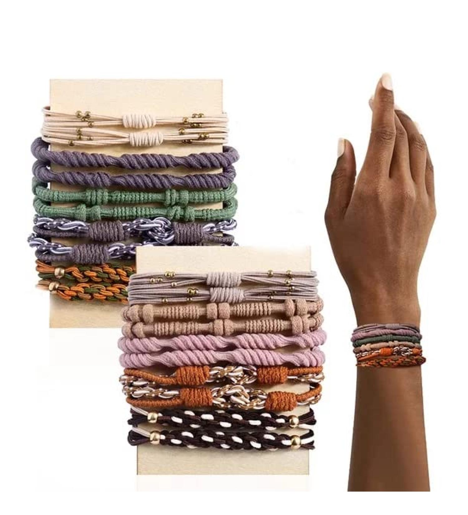 Elastic Hair Tie for Women - 20 Boho Hair Straps & Ponytail Holders for All Hair Types - Thin Curly Long Hair - Buy Online on GoSupps.com