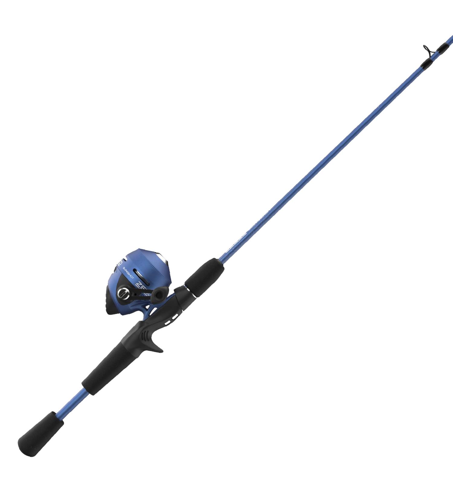 Zebco Slingshot 5'6 Rod and Reel Combo - Size 30, Right-Hand Retrieve, Pre-Spooled with 10lb Line - Blue - Buy Online on GoSupps.com